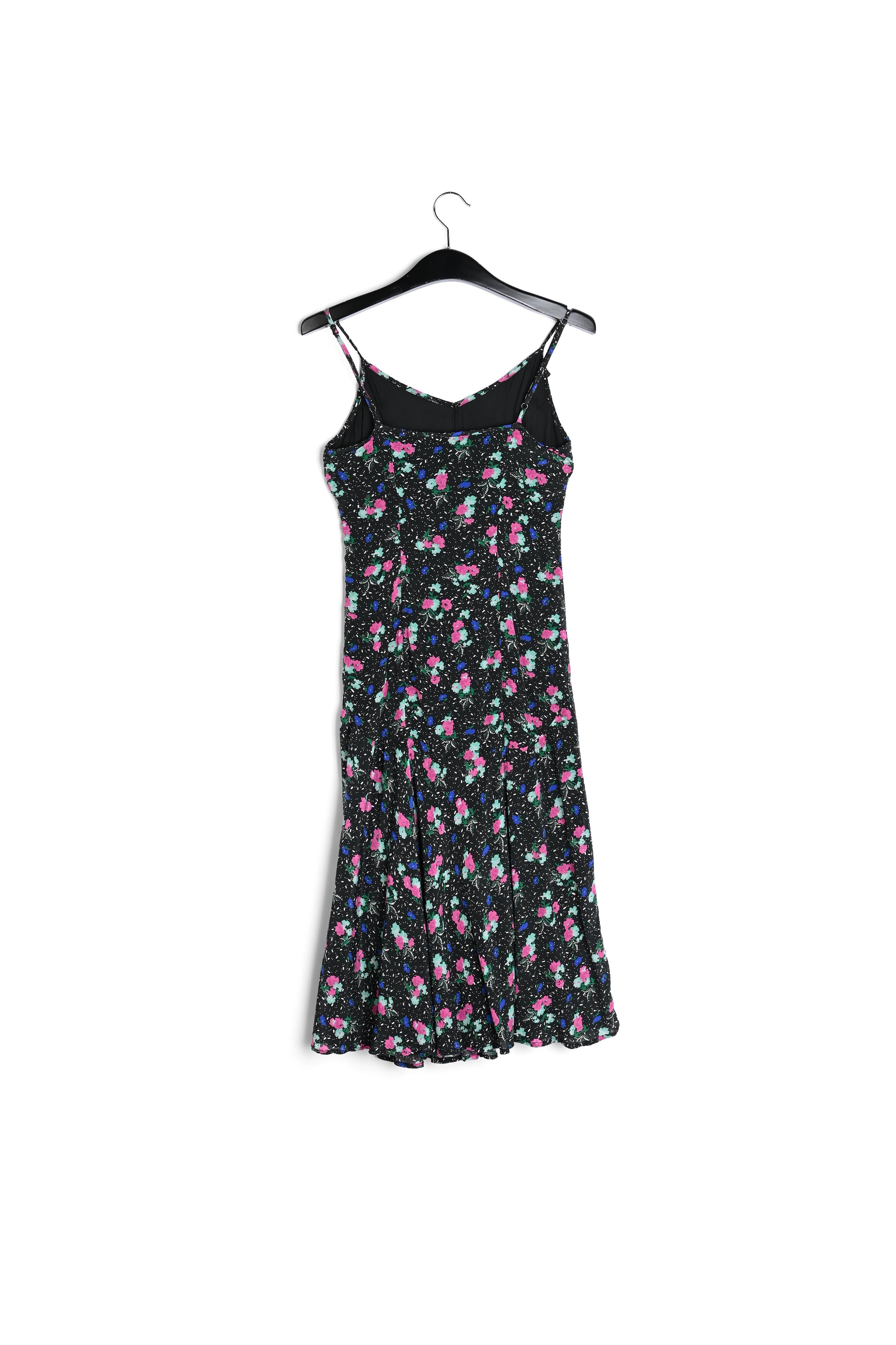 Robe midi noire à fleurs avec encolure v RE—SSENTIEL | Essentiel second hand