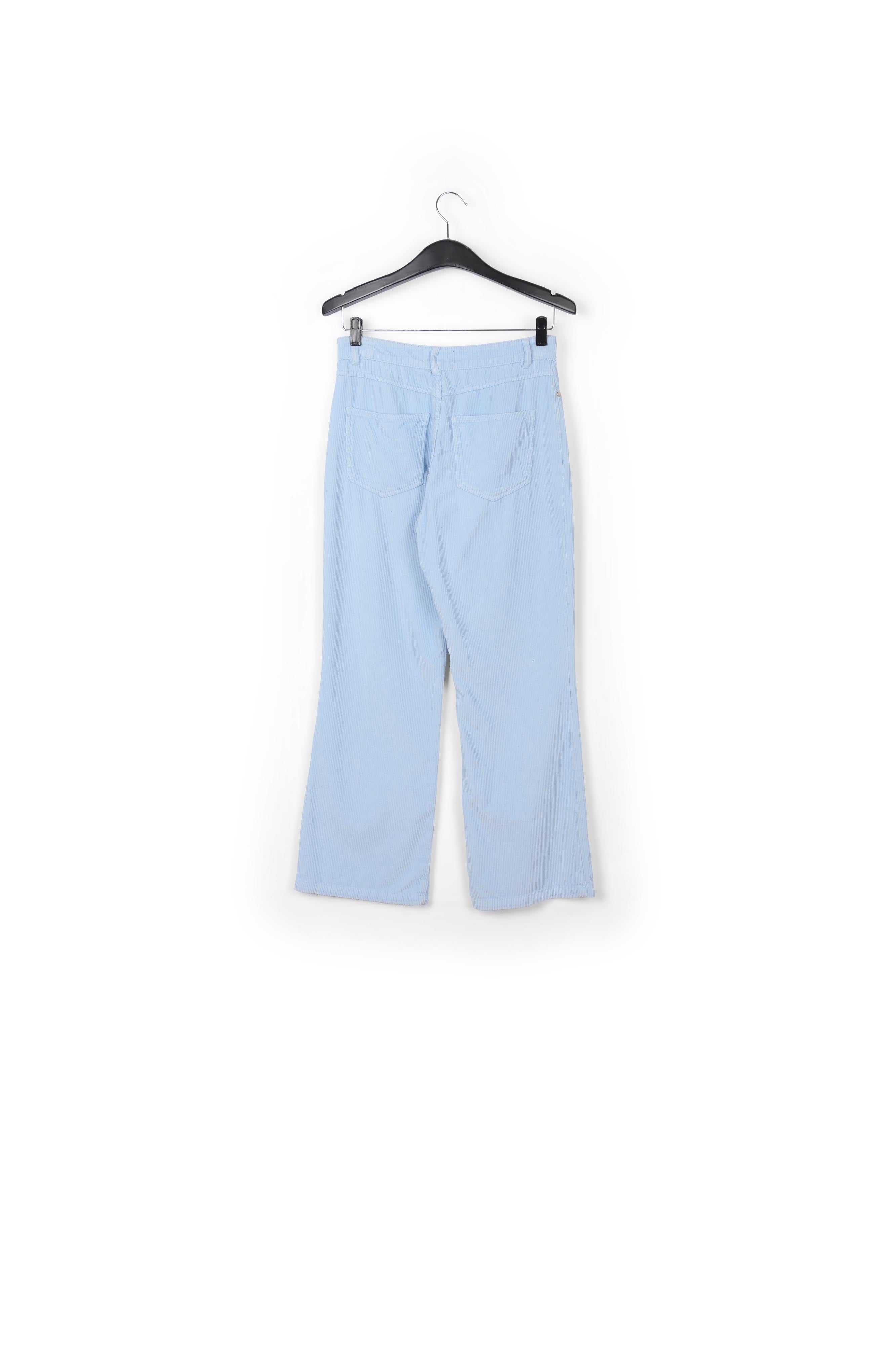 Light blue cotton-corduroy flared-fit pants RE—SSENTIEL | Essentiel second hand