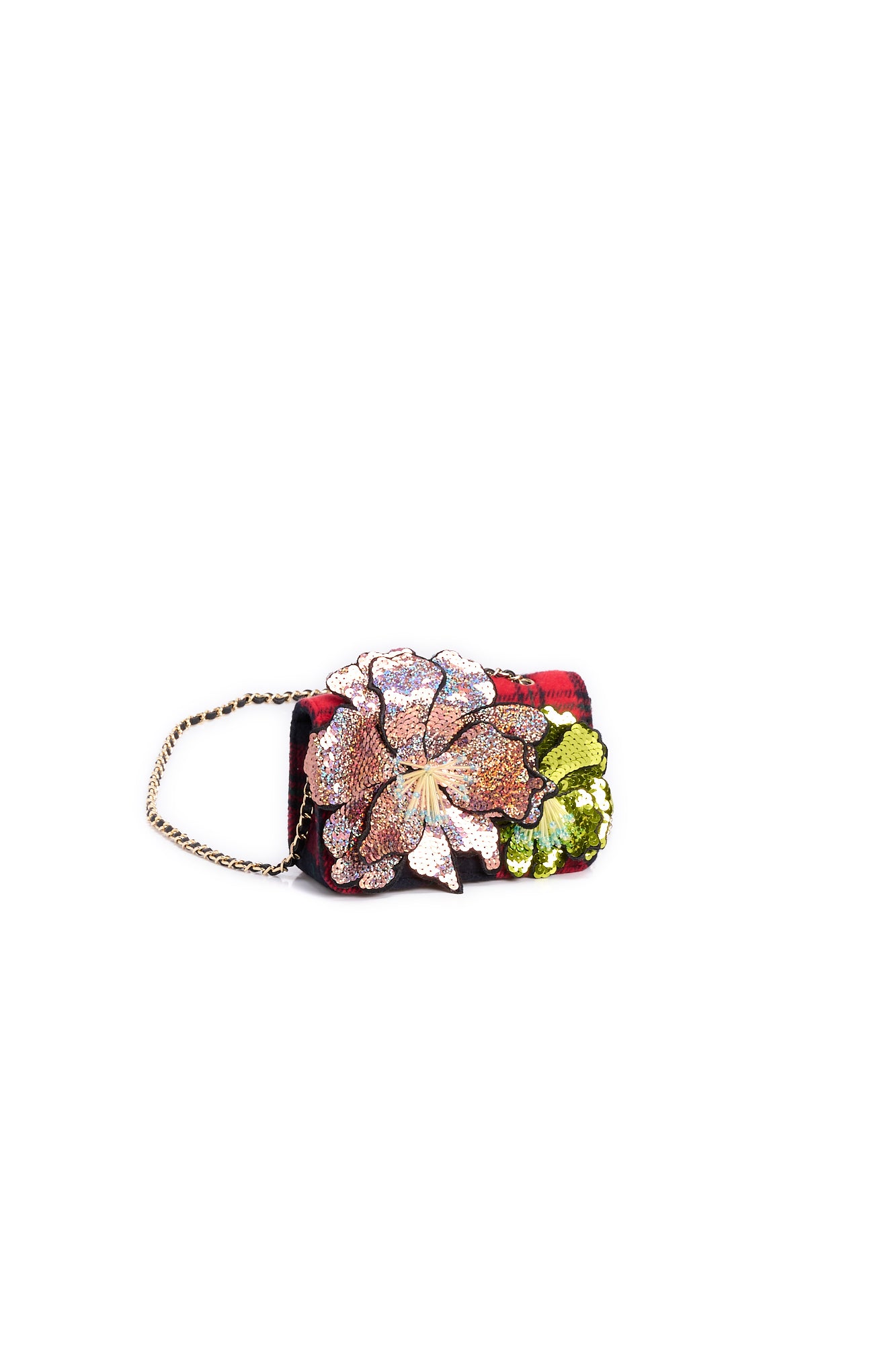 Blue checked mini shoulder bag with flowers RE—SSENTIEL | Essentiel second hand