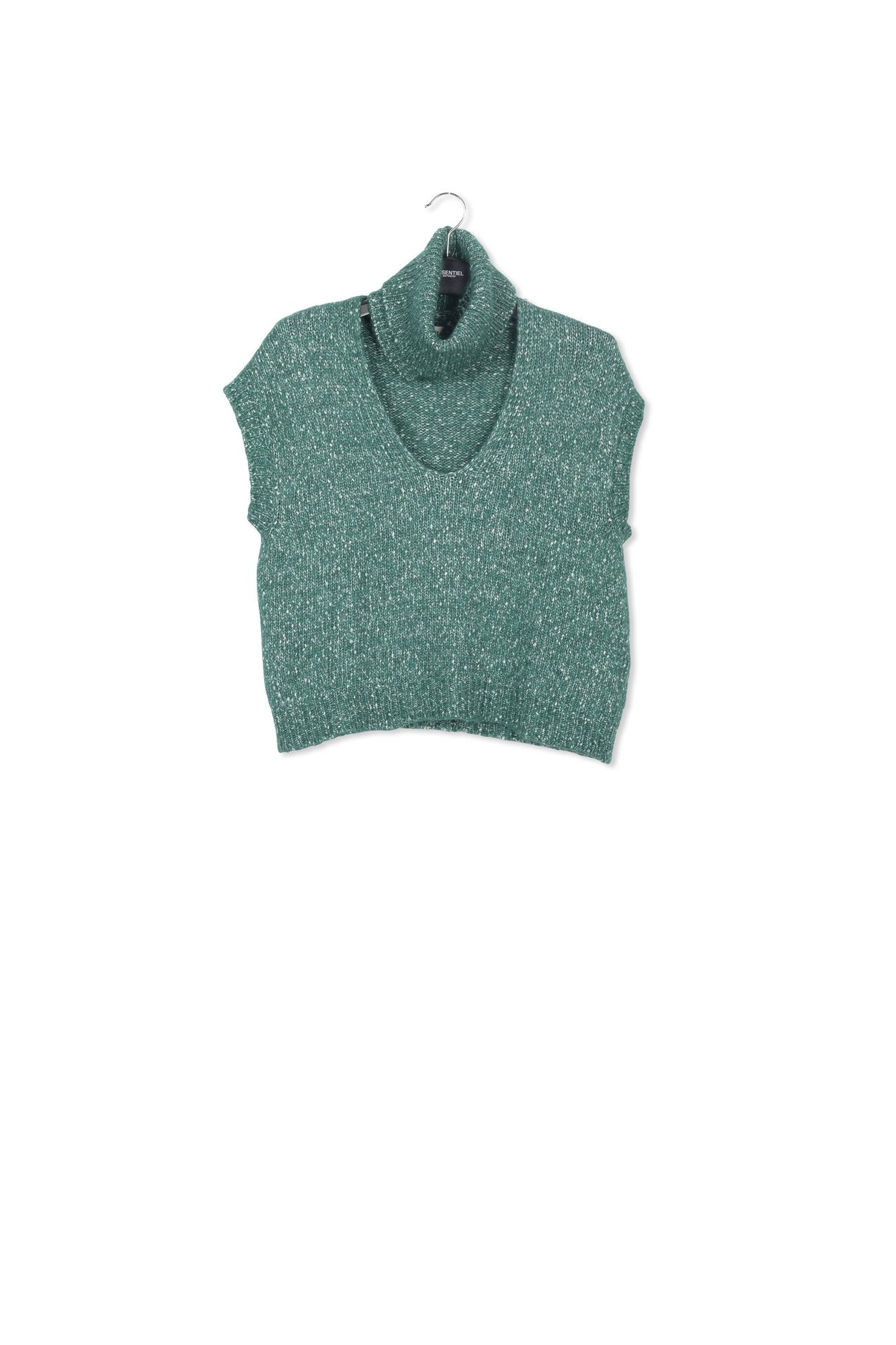 Pull sans manches vert mêlé avec col amovible RE—SSENTIEL | Essentiel second hand