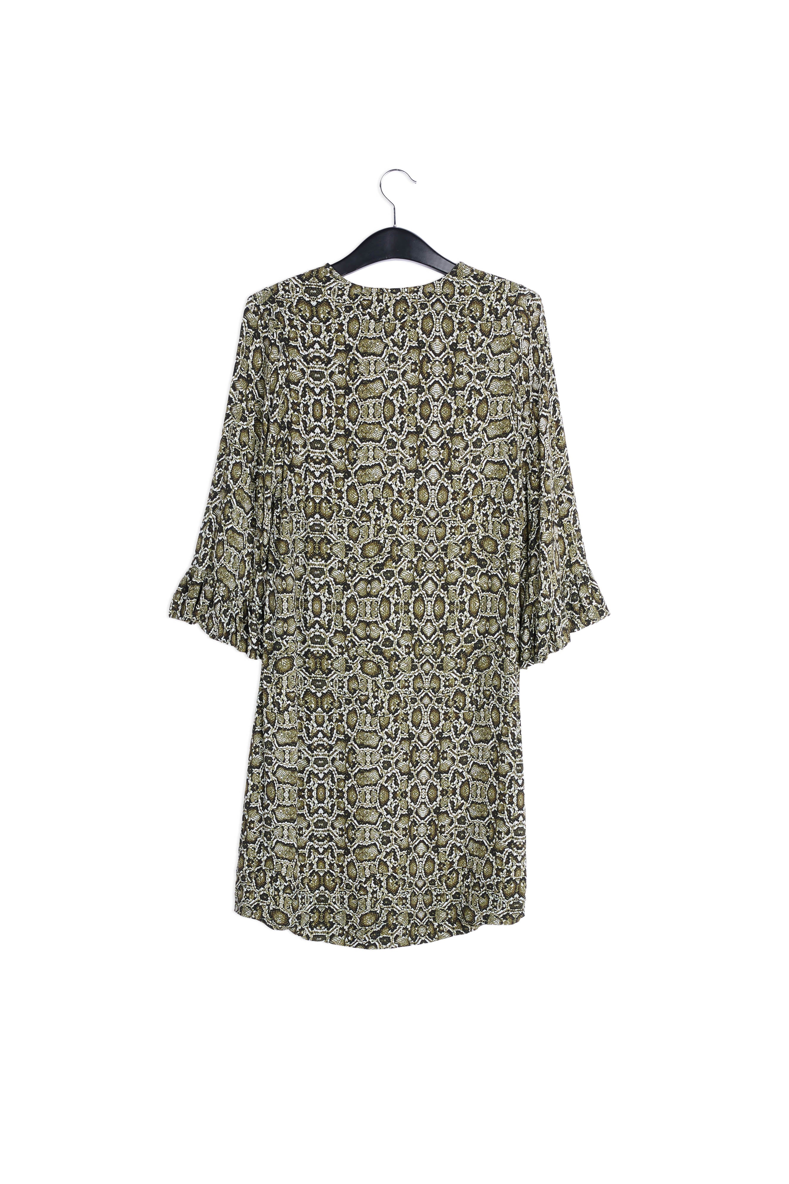 Kakigroene mini-jurk met slangenprint RE—SSENTIEL | Essentiel second hand