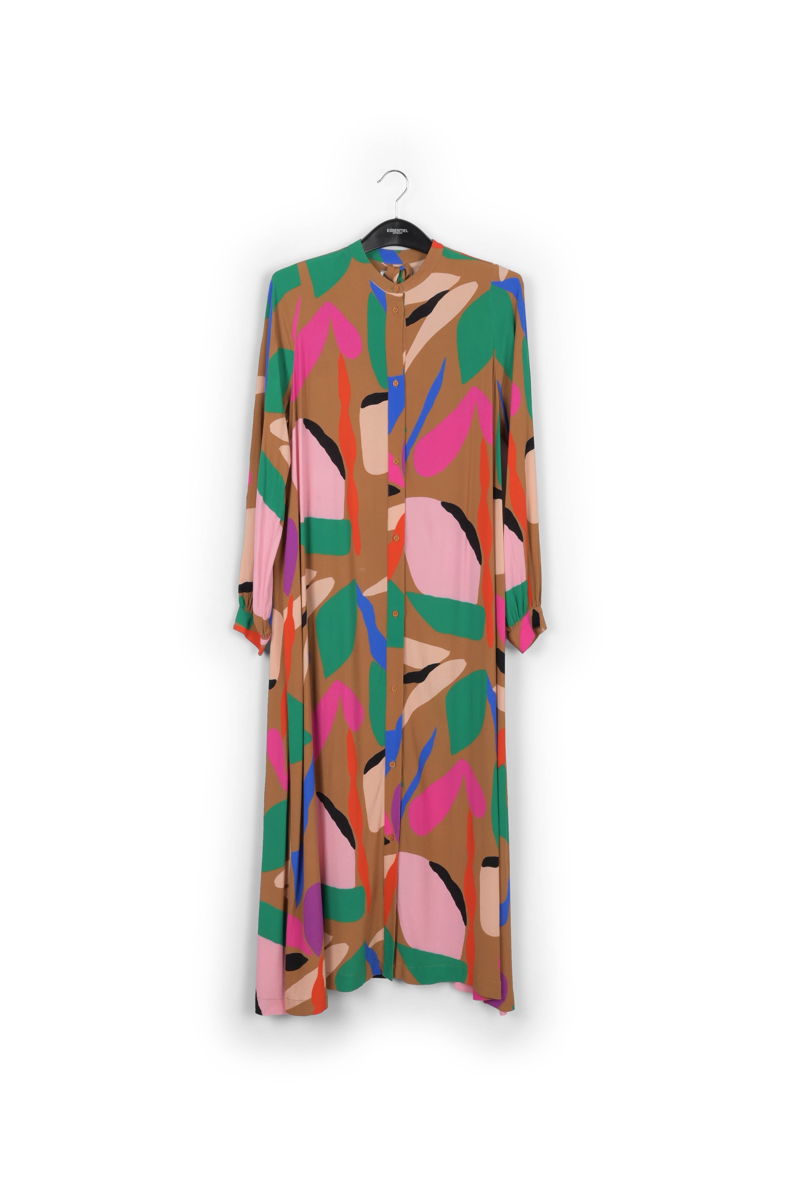 Camel graphic-print shirt dress RE—SSENTIEL | Essentiel second hand