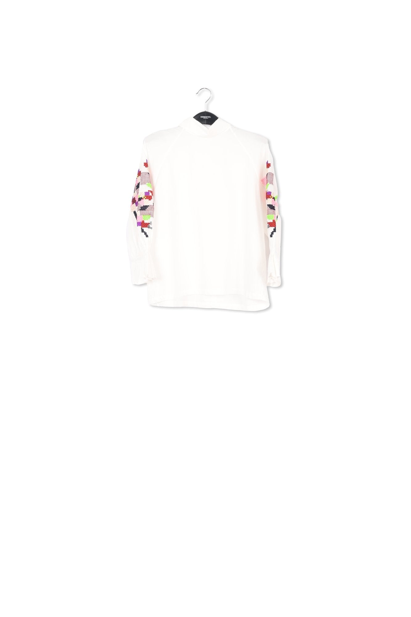 Witte katoenen top met opstaande kraag RE—SSENTIEL | Essentiel second hand