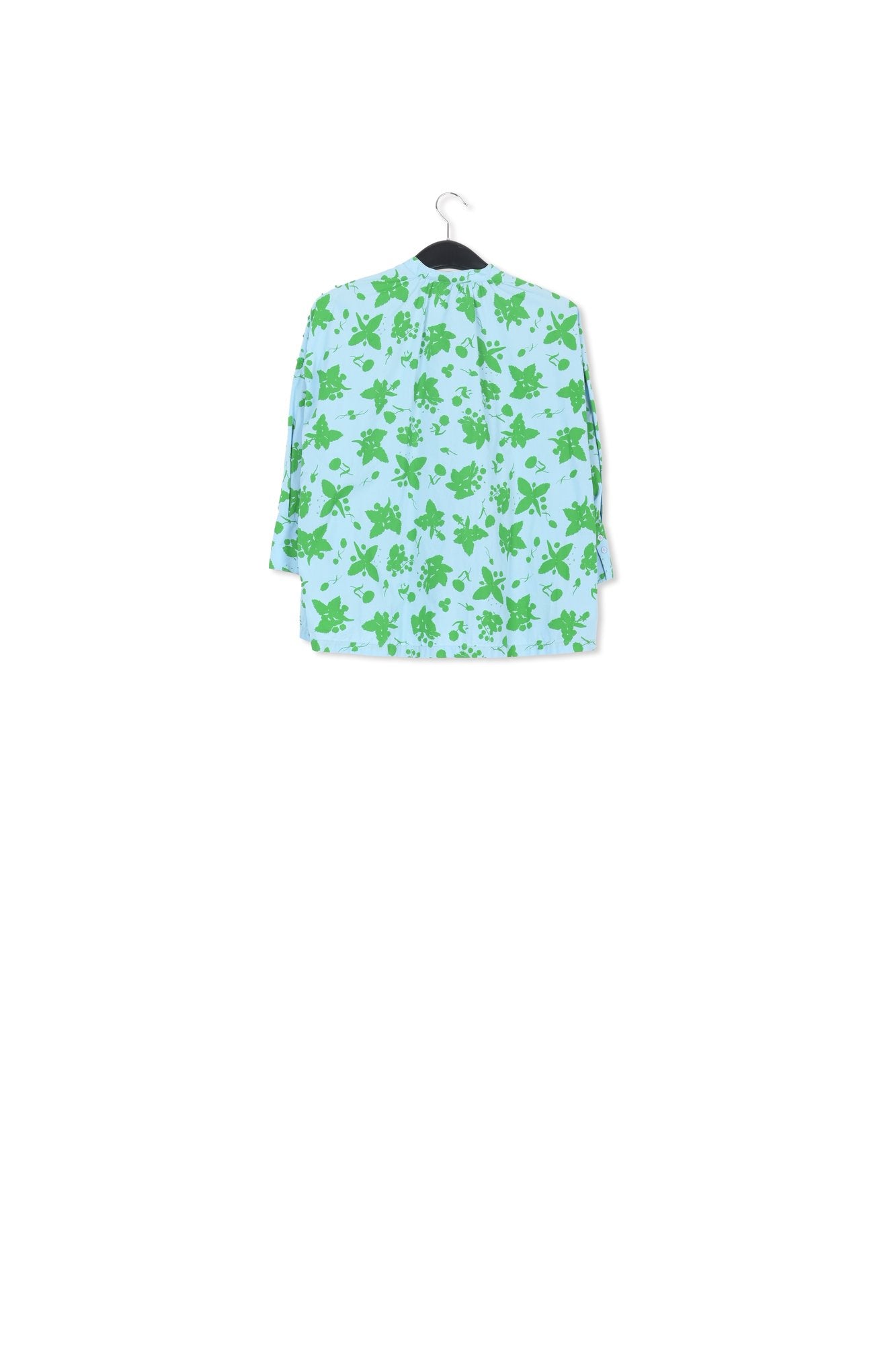 Green and light blue floral print cotton shirt RE—SSENTIEL | Essentiel second hand