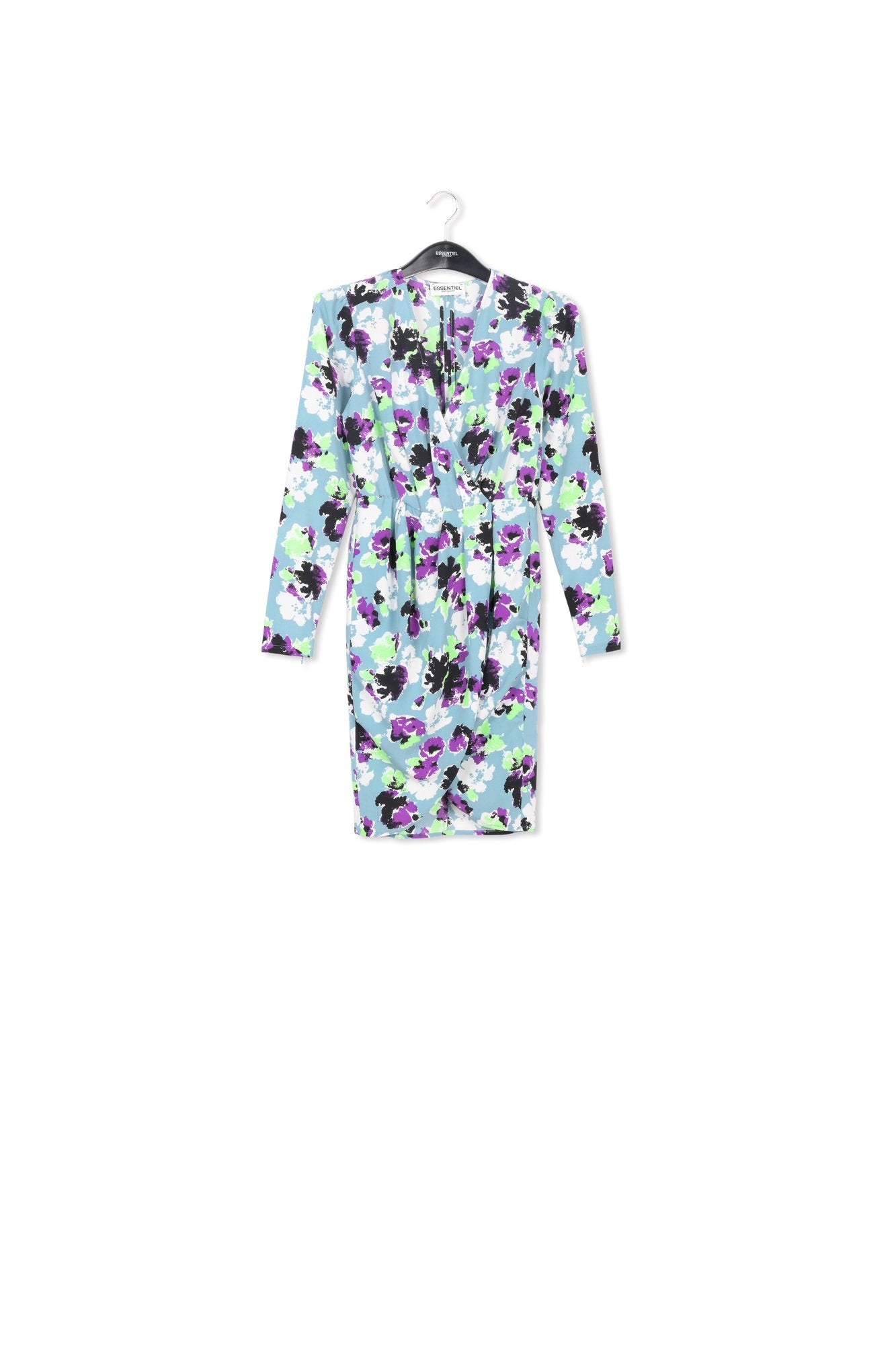 Light blue floral mini wrap dress RE—SSENTIEL | Essentiel second hand