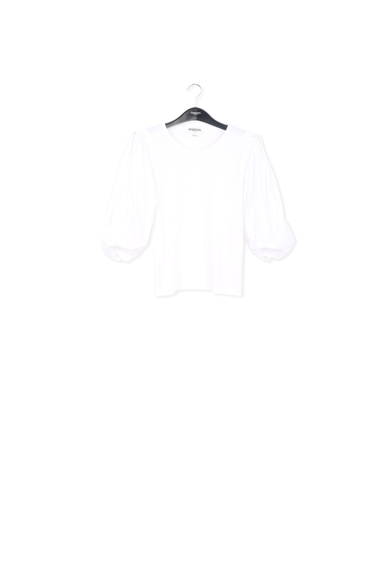 White jersey T-shirt with cotton-poplin sleeves RE—SSENTIEL | Essentiel second hand