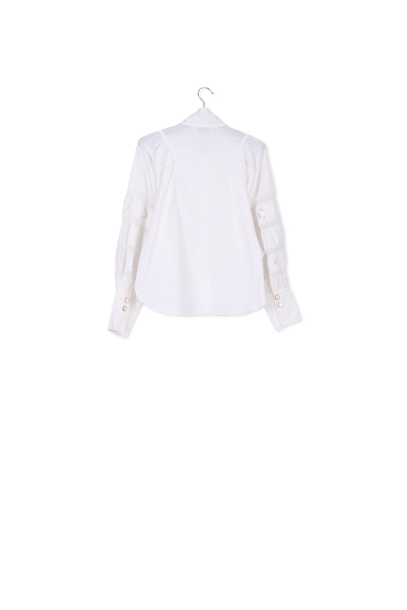 Wit overhemd met kanten ballonmouwen RE—SSENTIEL | Essentiel second hand