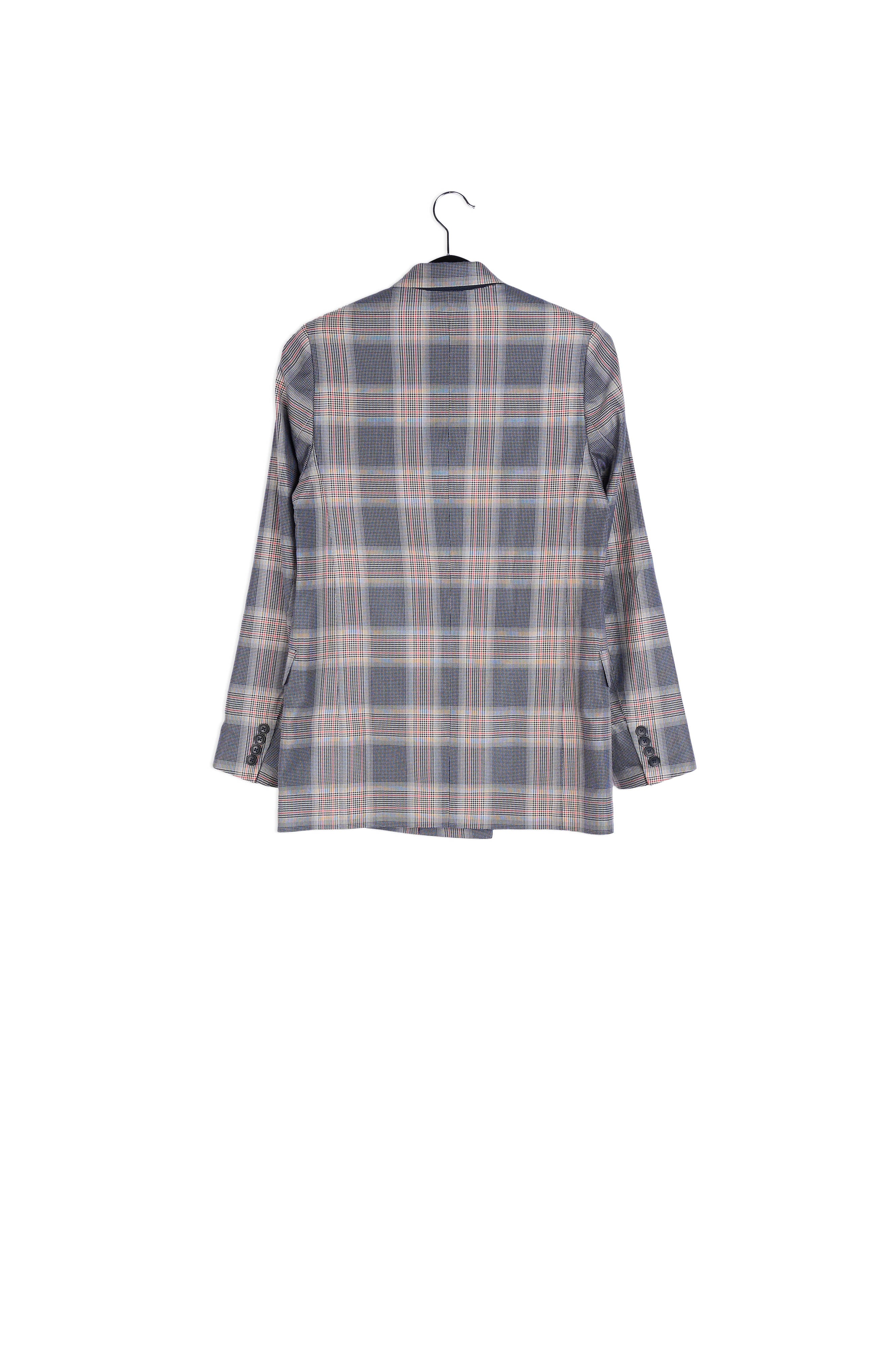 Veste croisée en tartan gris RE—SSENTIEL | Essentiel second hand