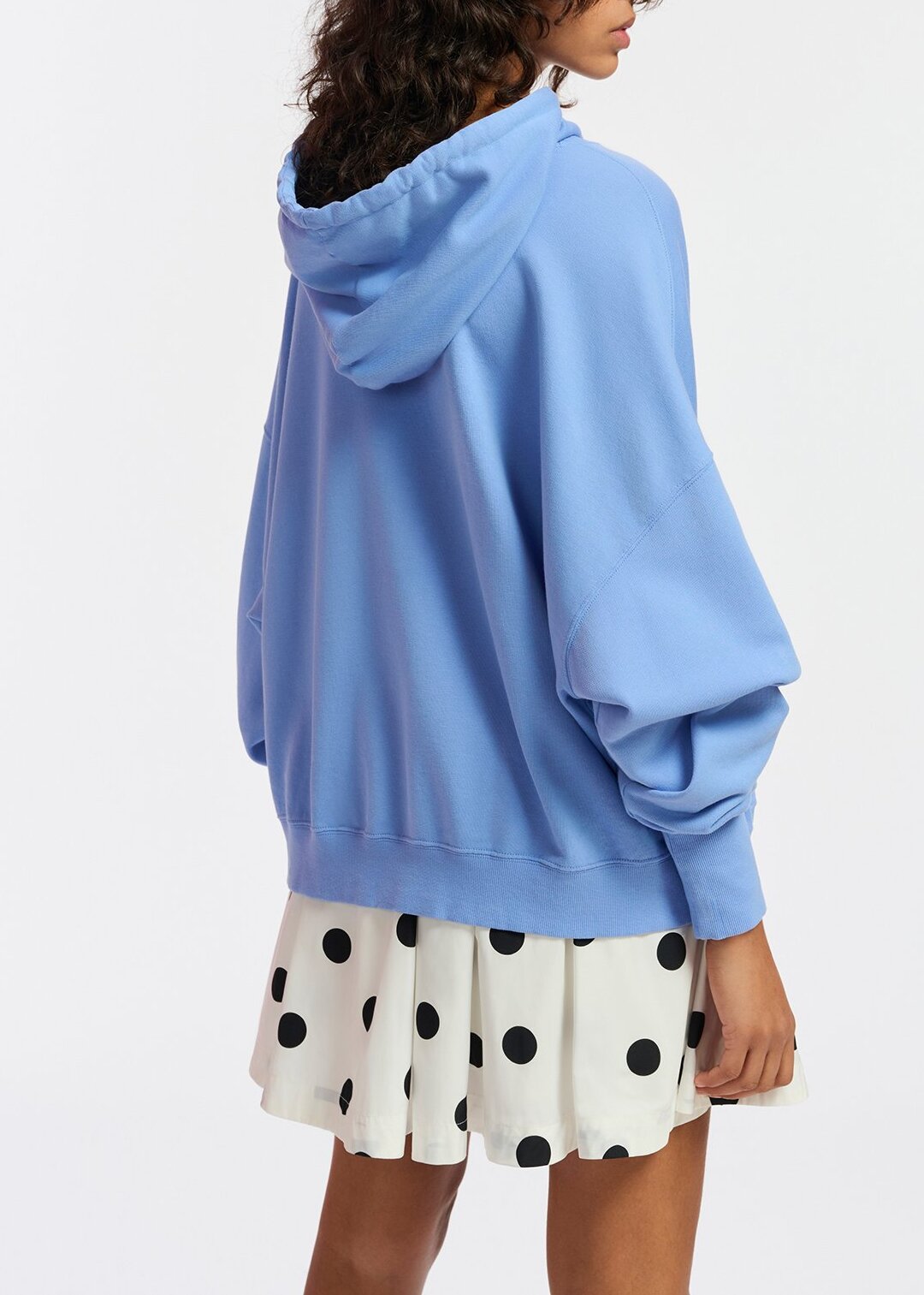 Blue organic cotton-jersey hoodie with logo print RE—SSENTIEL | Essentiel second hand