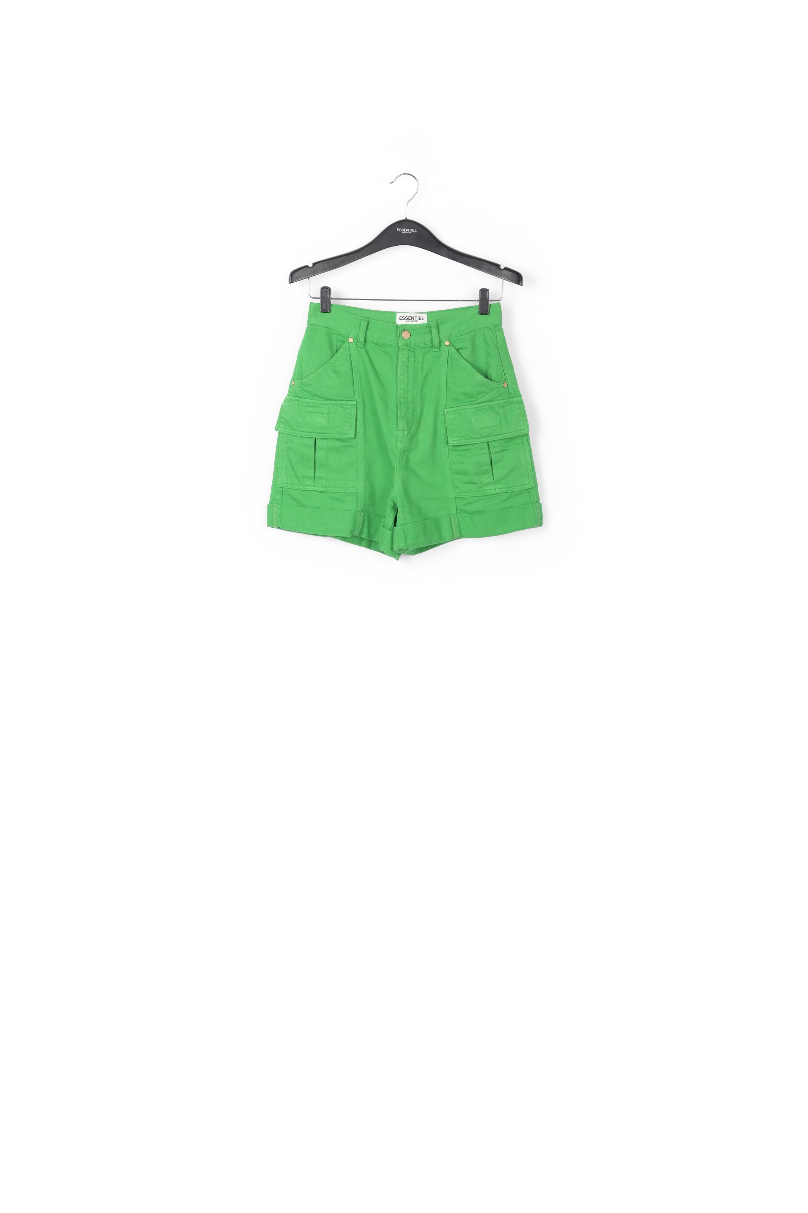 Green denim cargo shorts RE—SSENTIEL | Essentiel second hand