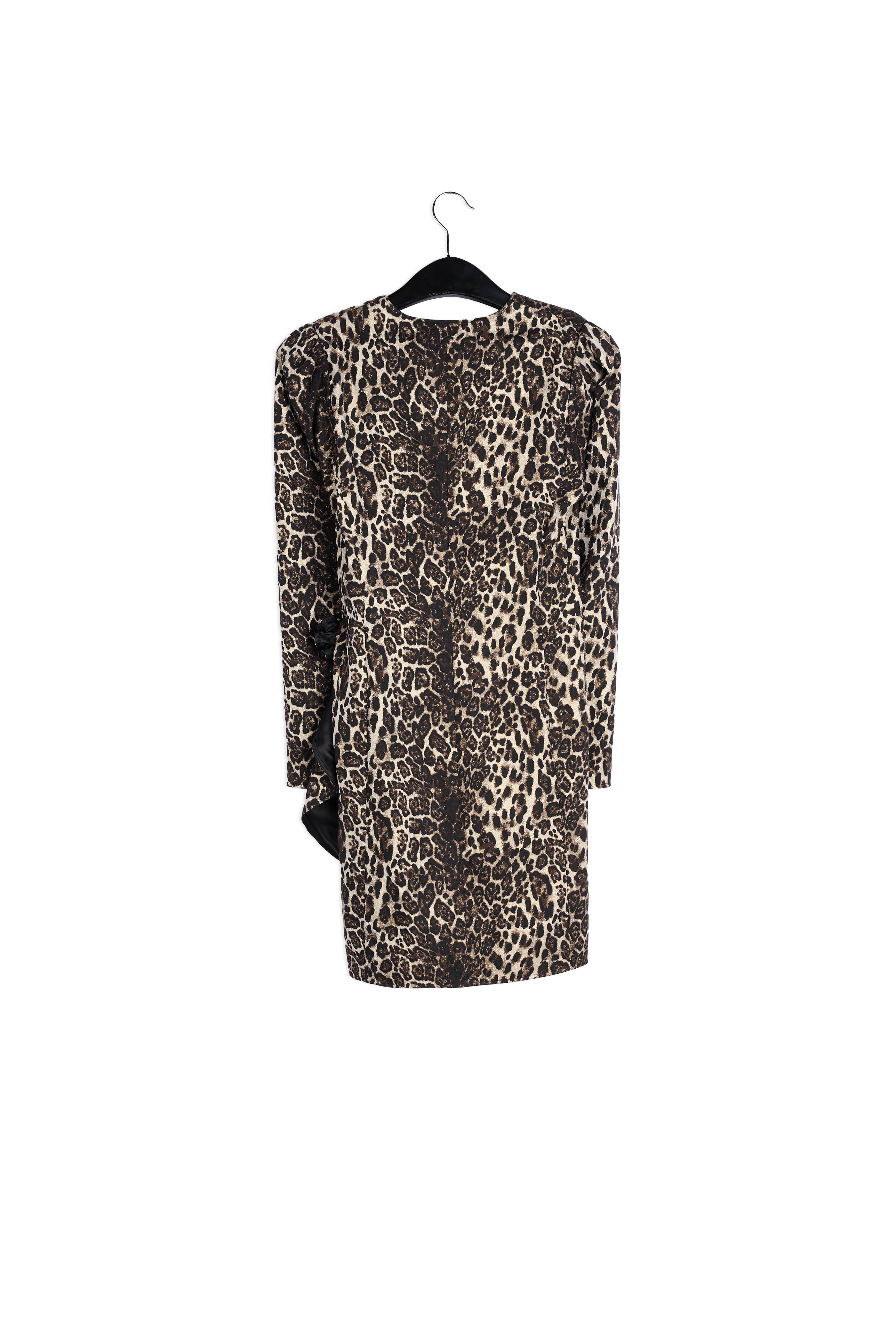 Asymmetrische mini-wikkeljurk met luipaardprint RE—SSENTIEL | Essentiel second hand