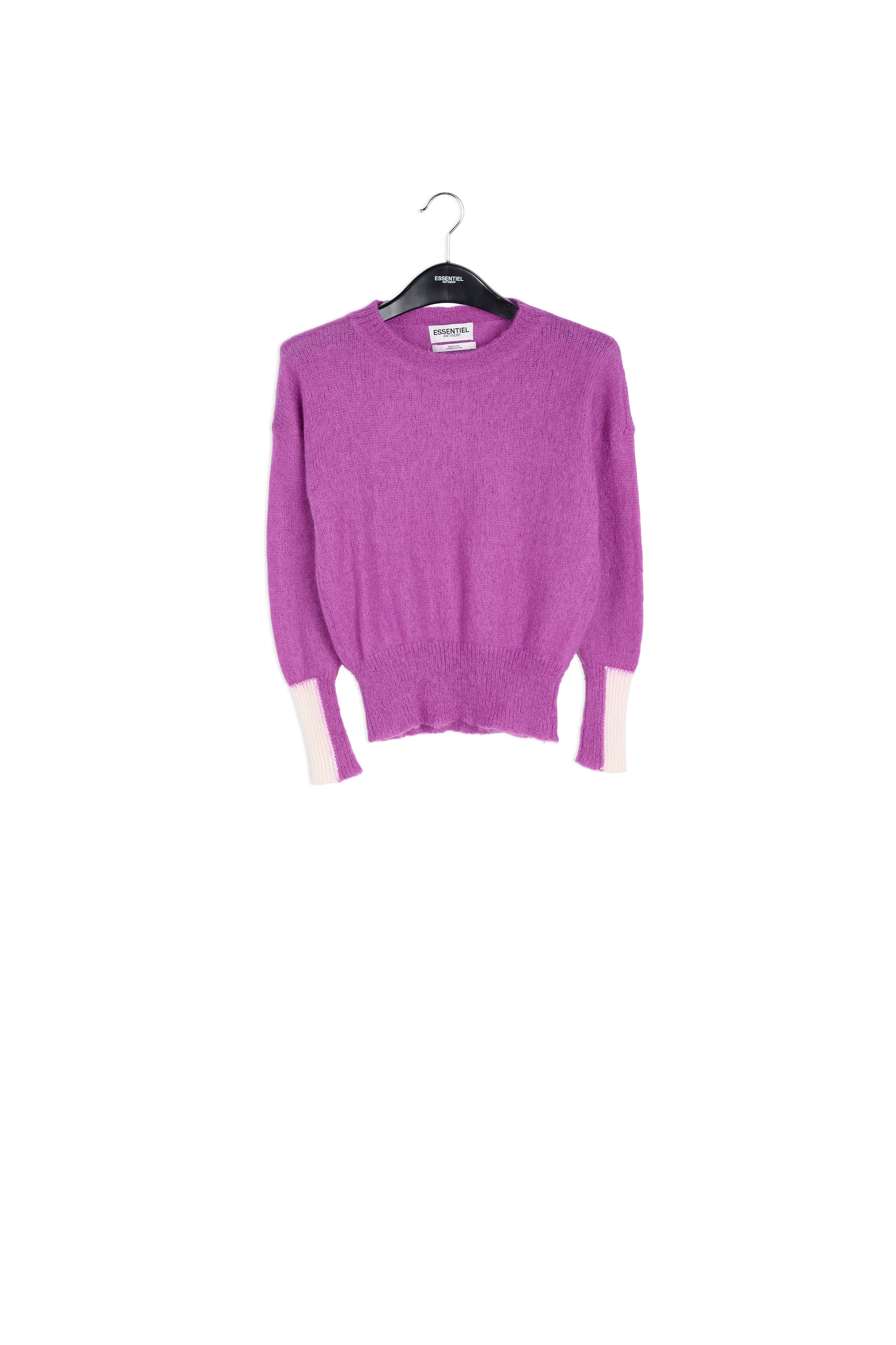Purple light knit sweater with contrasting cuffs RE—SSENTIEL | Essentiel second hand