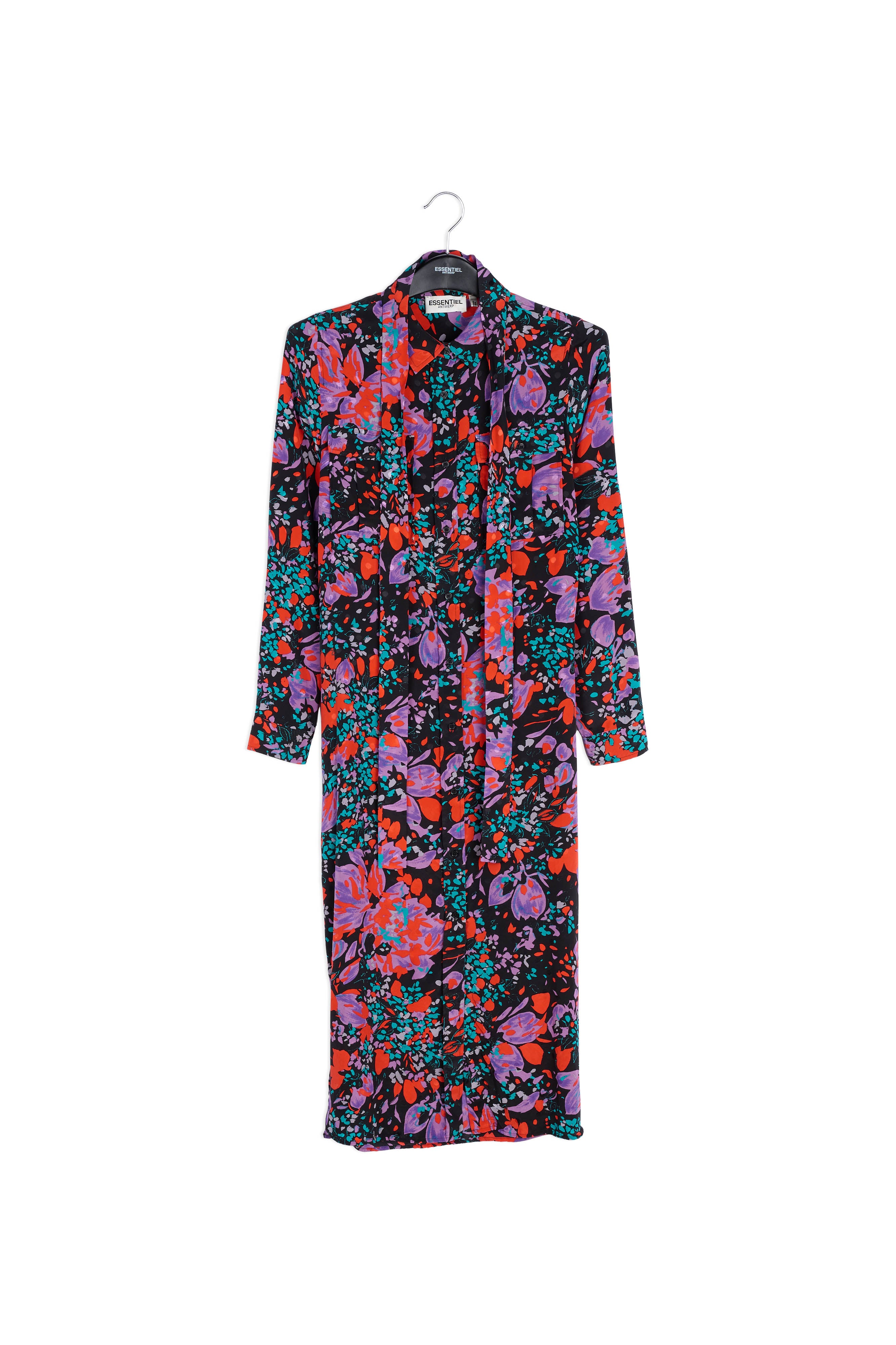 Zwarte zijden jacquard hemdjurk RE—SSENTIEL | Essentiel second hand