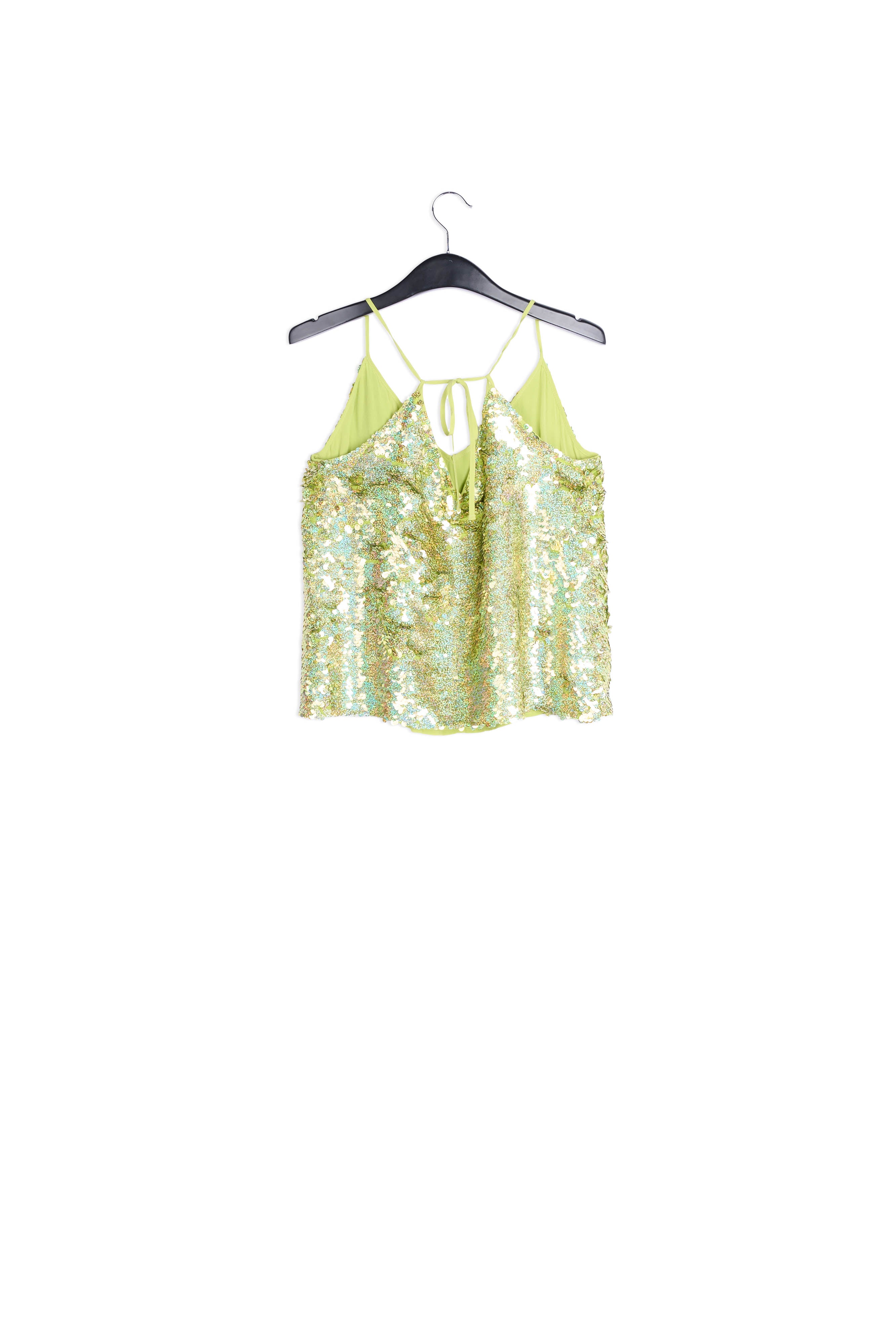 Olive green sequined camisole RE—SSENTIEL | Essentiel second hand