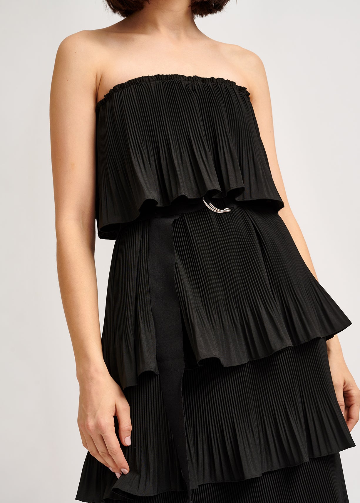 Black tiered strapless dress RE—SSENTIEL | Essentiel second hand