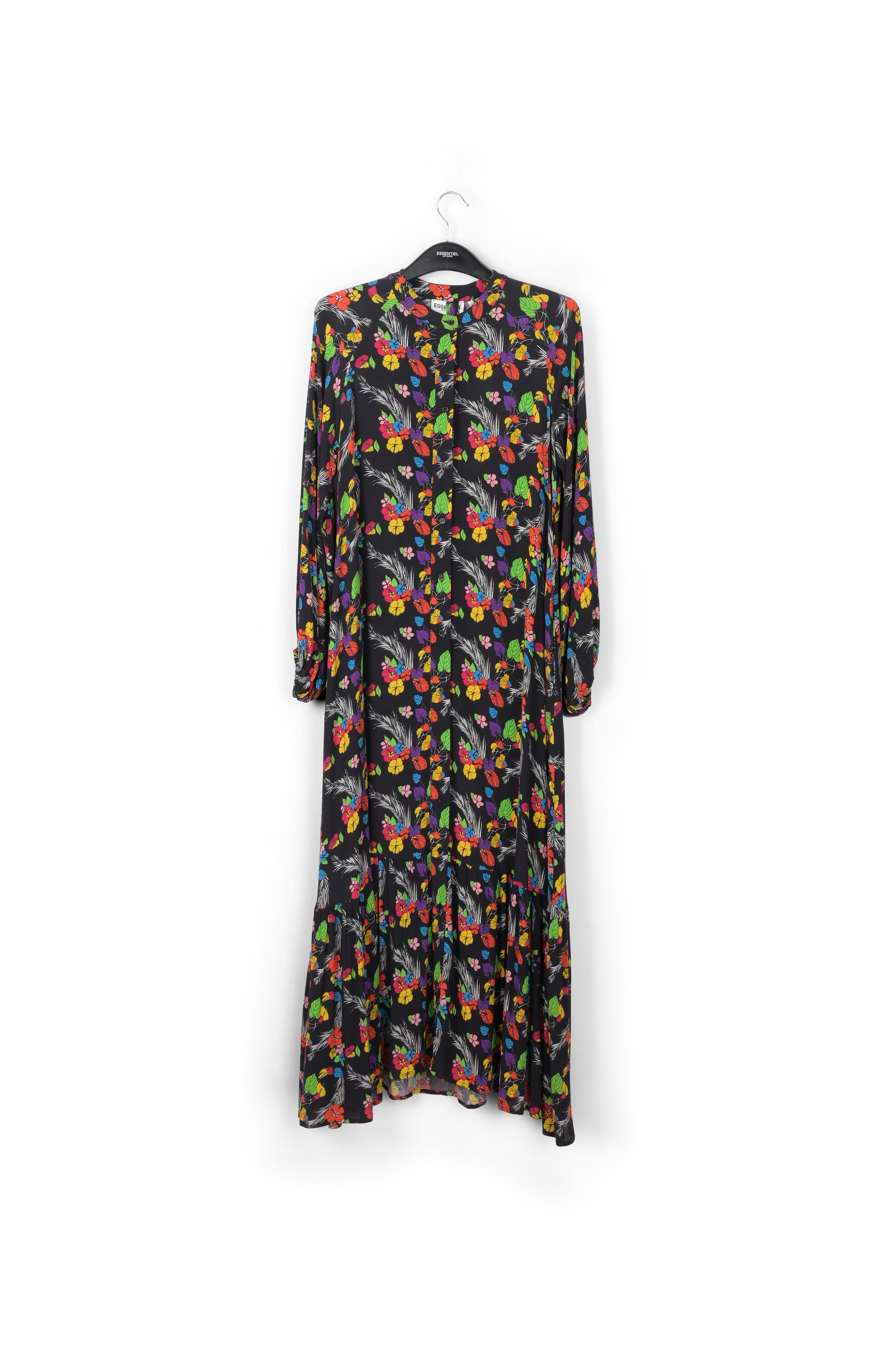 Robe maxi noire à imprimé tropical RE—SSENTIEL | Essentiel second hand