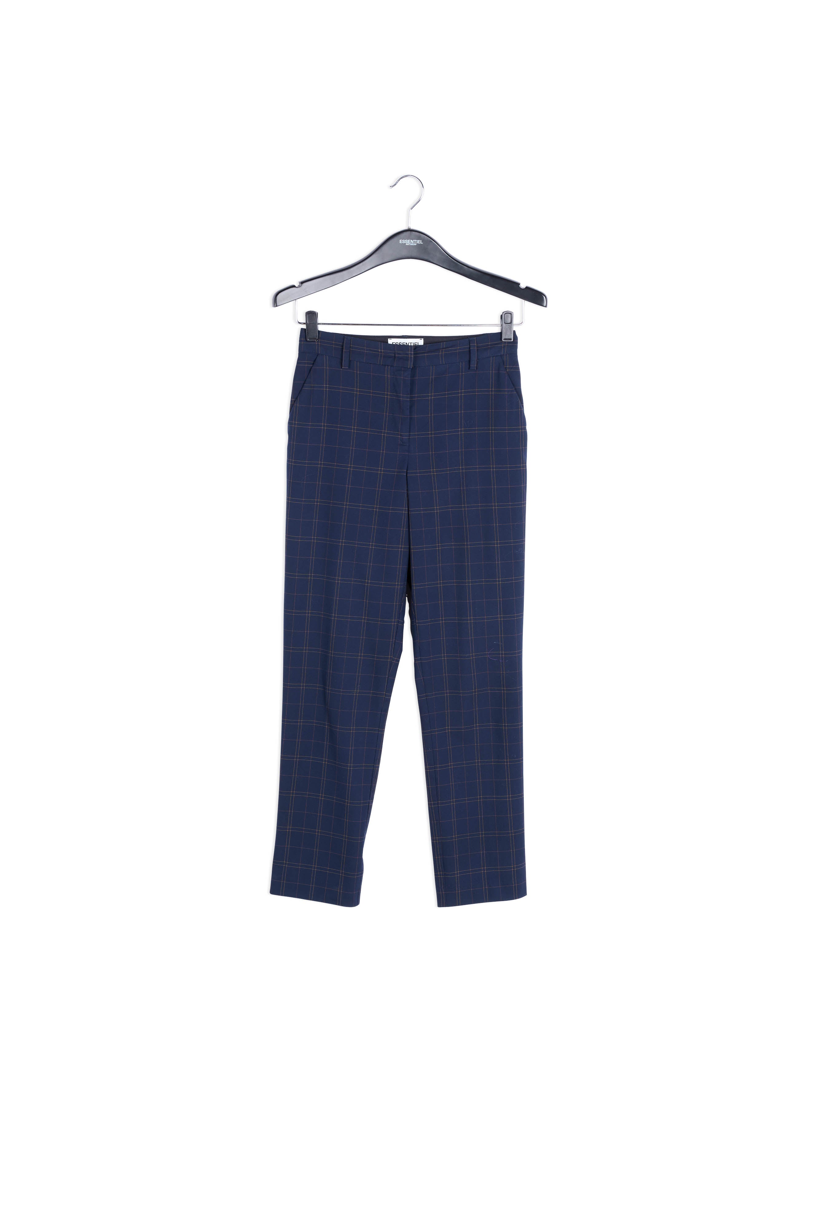 Pantalon bleu foncé à carreaux RE—SSENTIEL | Essentiel second hand