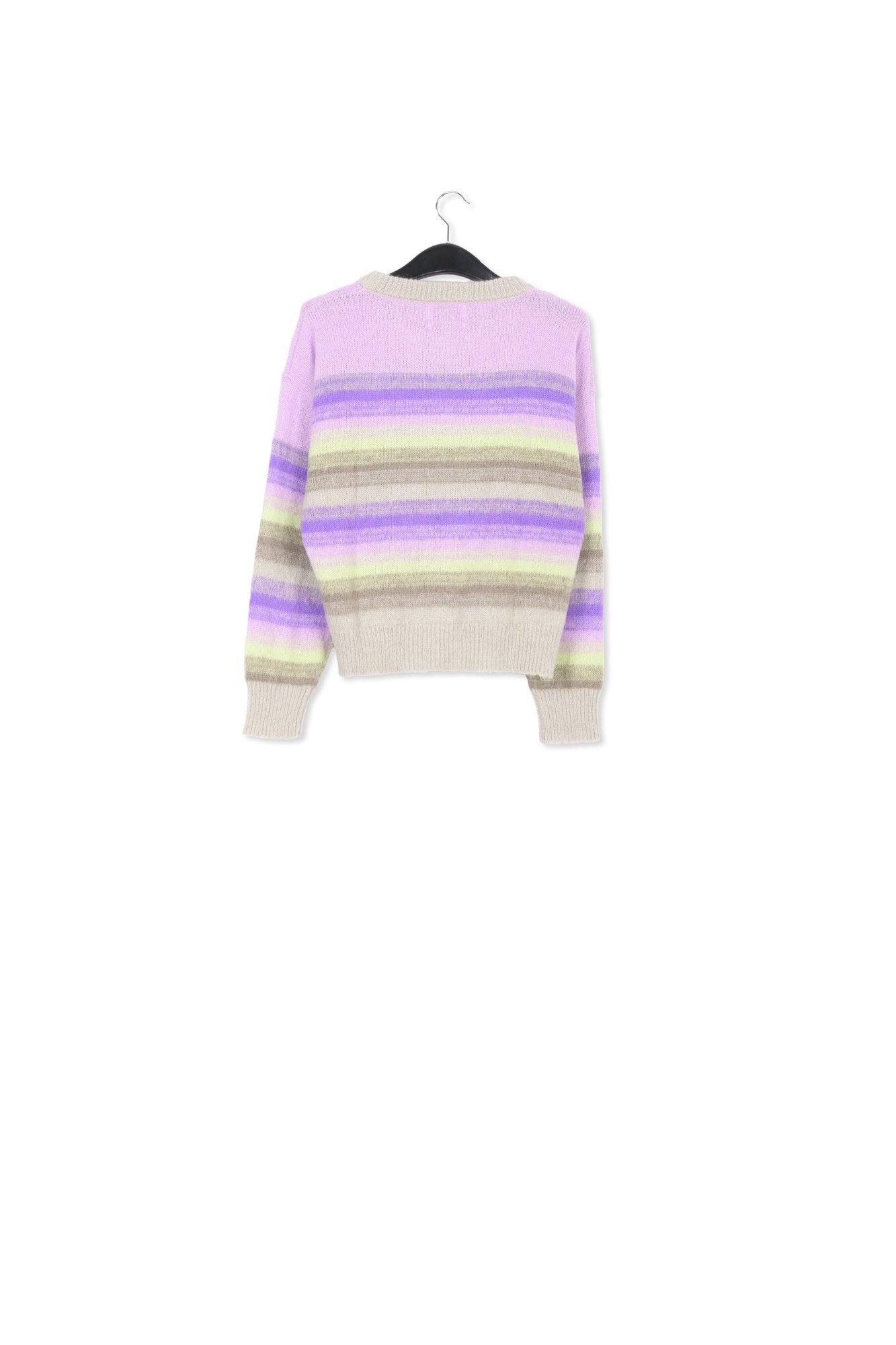 Purple, mint green and beige striped knit sweater RE—SSENTIEL | Essentiel second hand
