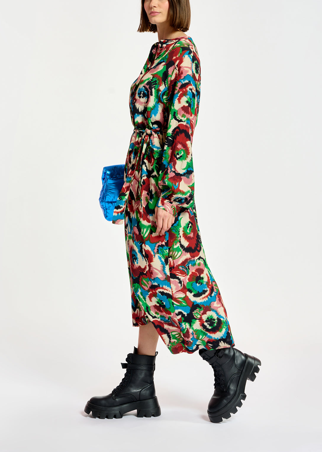 Multicolor floral-print shirt dress RE—SSENTIEL | Essentiel second hand