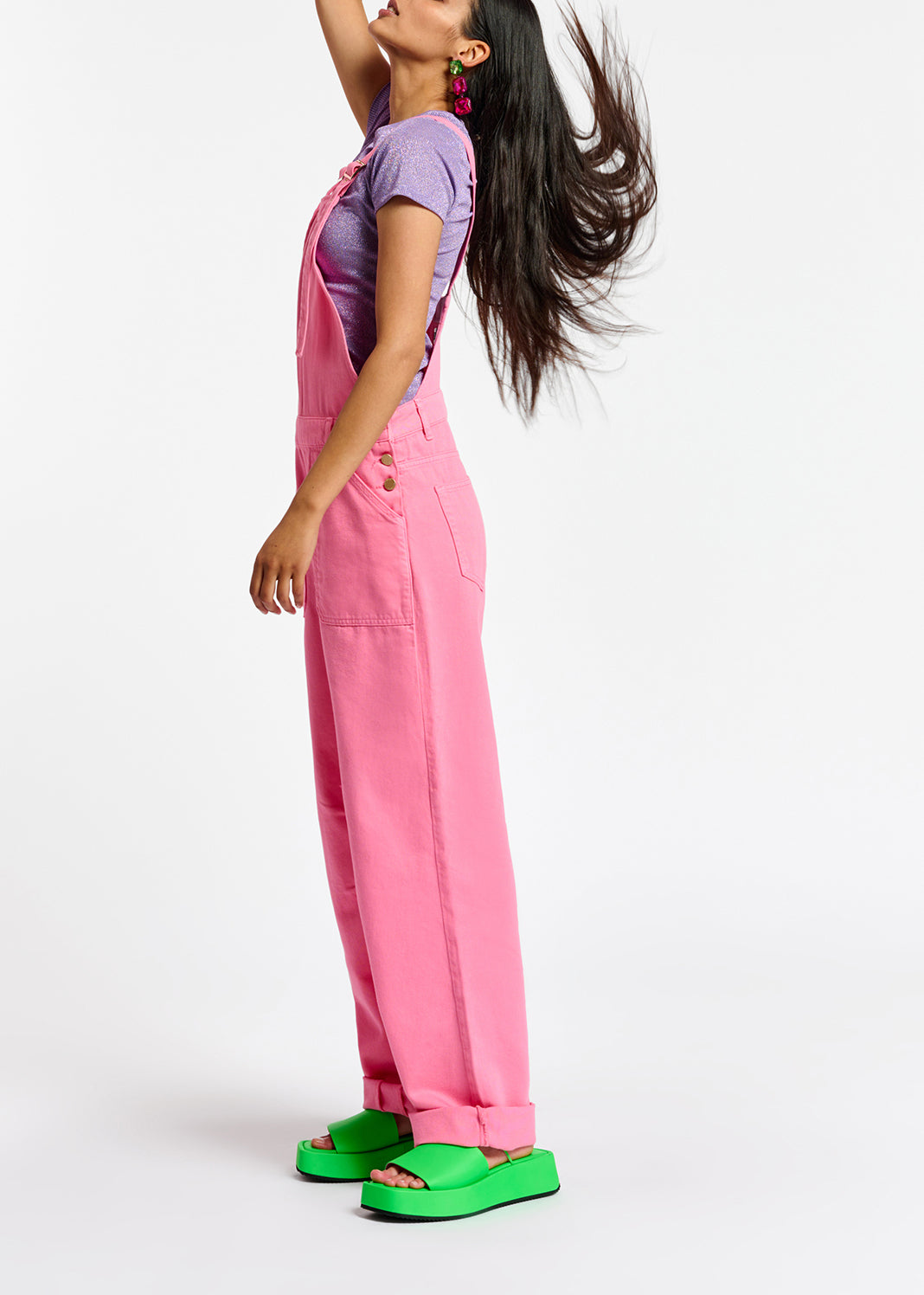 Neon pink cotton dungarees RE—SSENTIEL | Essentiel second hand