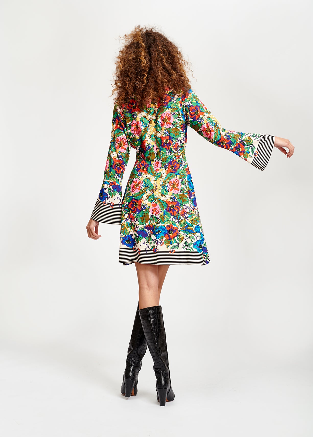 Mini robe écrue à rayures et à fleurs RE—SSENTIEL | Essentiel second hand