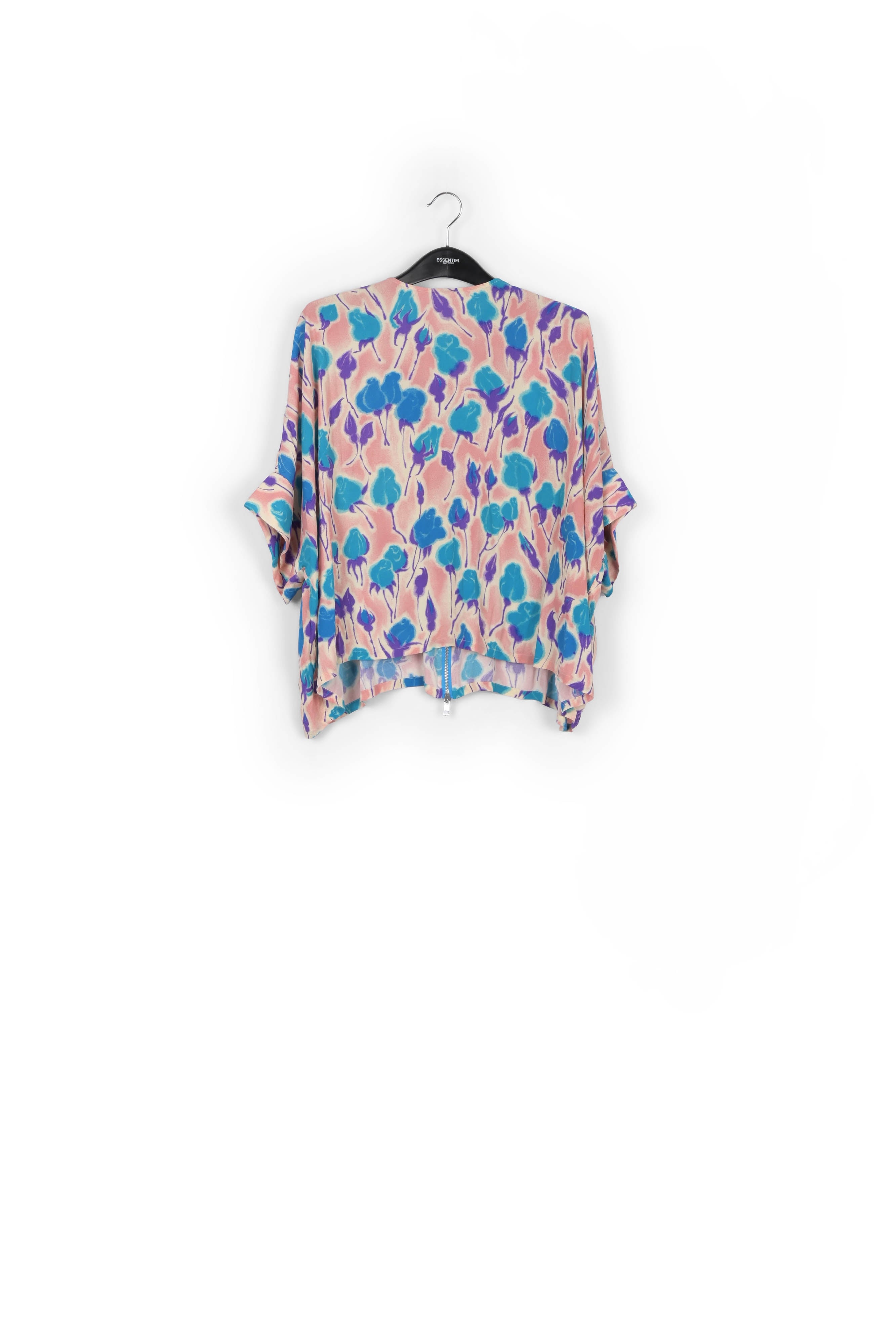 Light pink, blue and purple floral print oversized top RE—SSENTIEL | Essentiel second hand