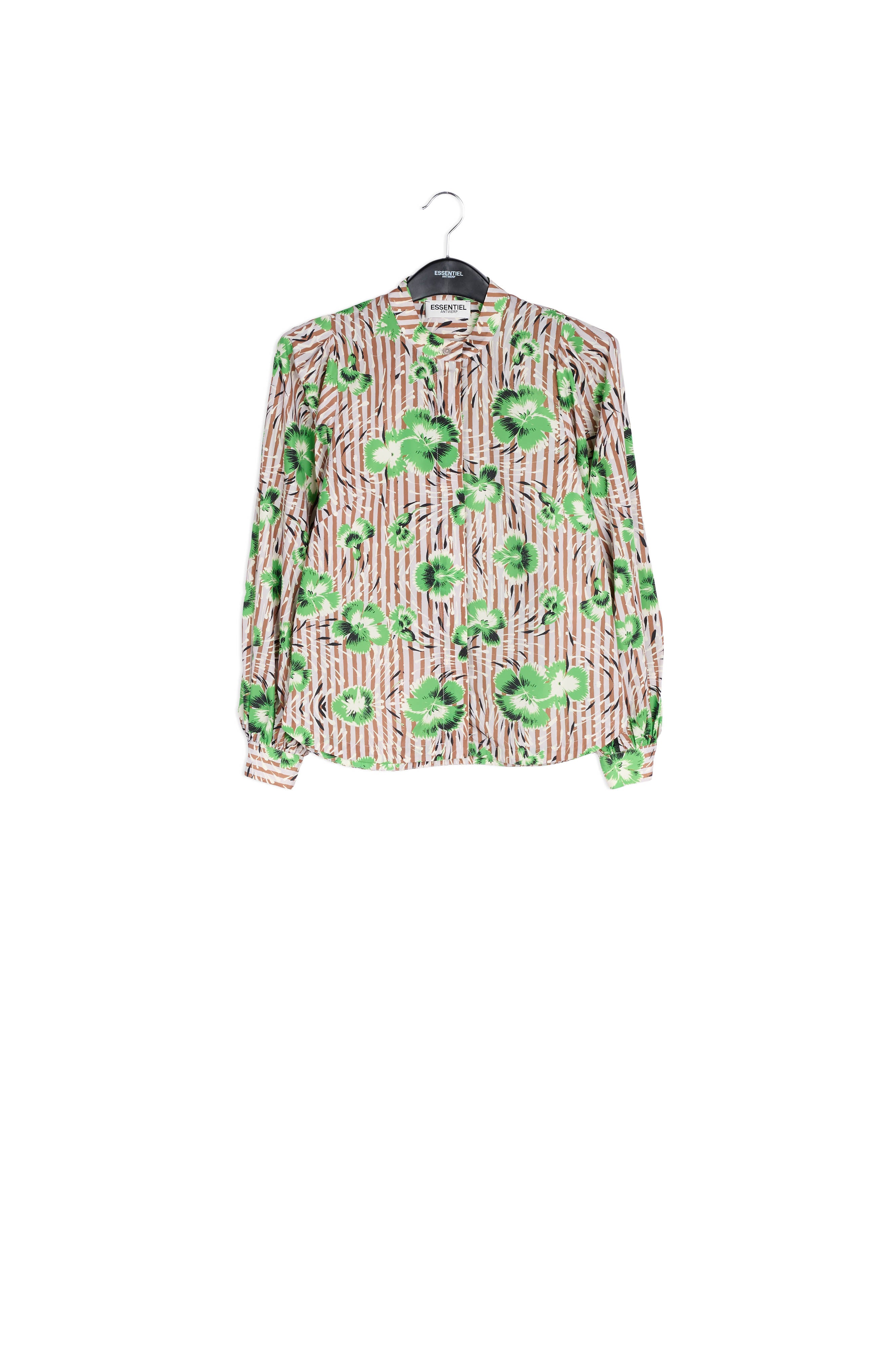 Green puffed-sleeve top RE—SSENTIEL | Essentiel second hand