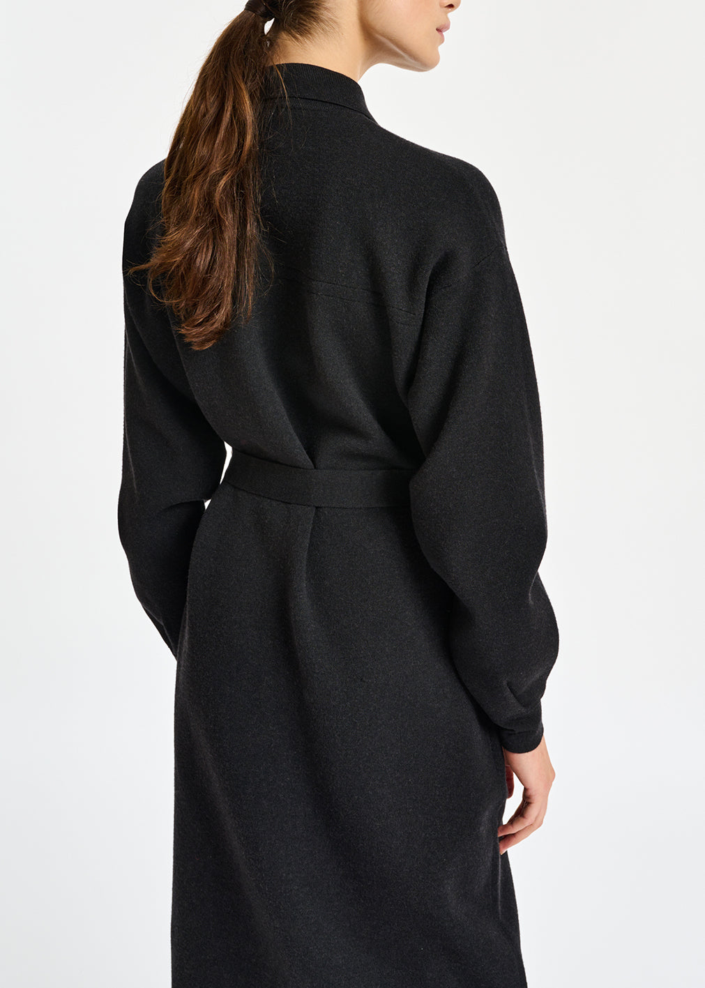 Black belted midi-length knit RE—SSENTIEL | Essentiel second hand