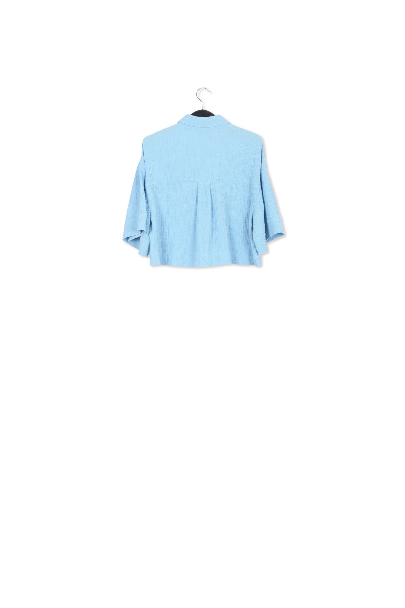 Light blue seersucker cropped shirt RE—SSENTIEL | Essentiel second hand
