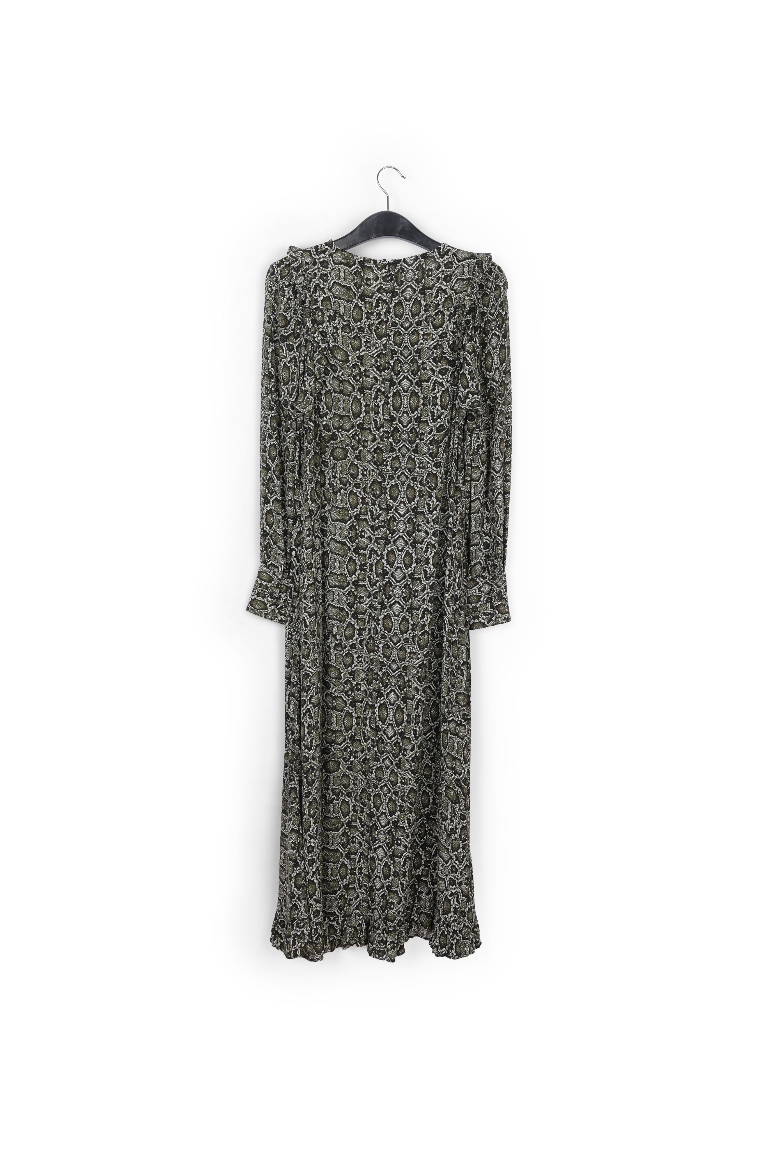 Robe midi vert kaki à imprimé serpent RE—SSENTIEL | Essentiel second hand