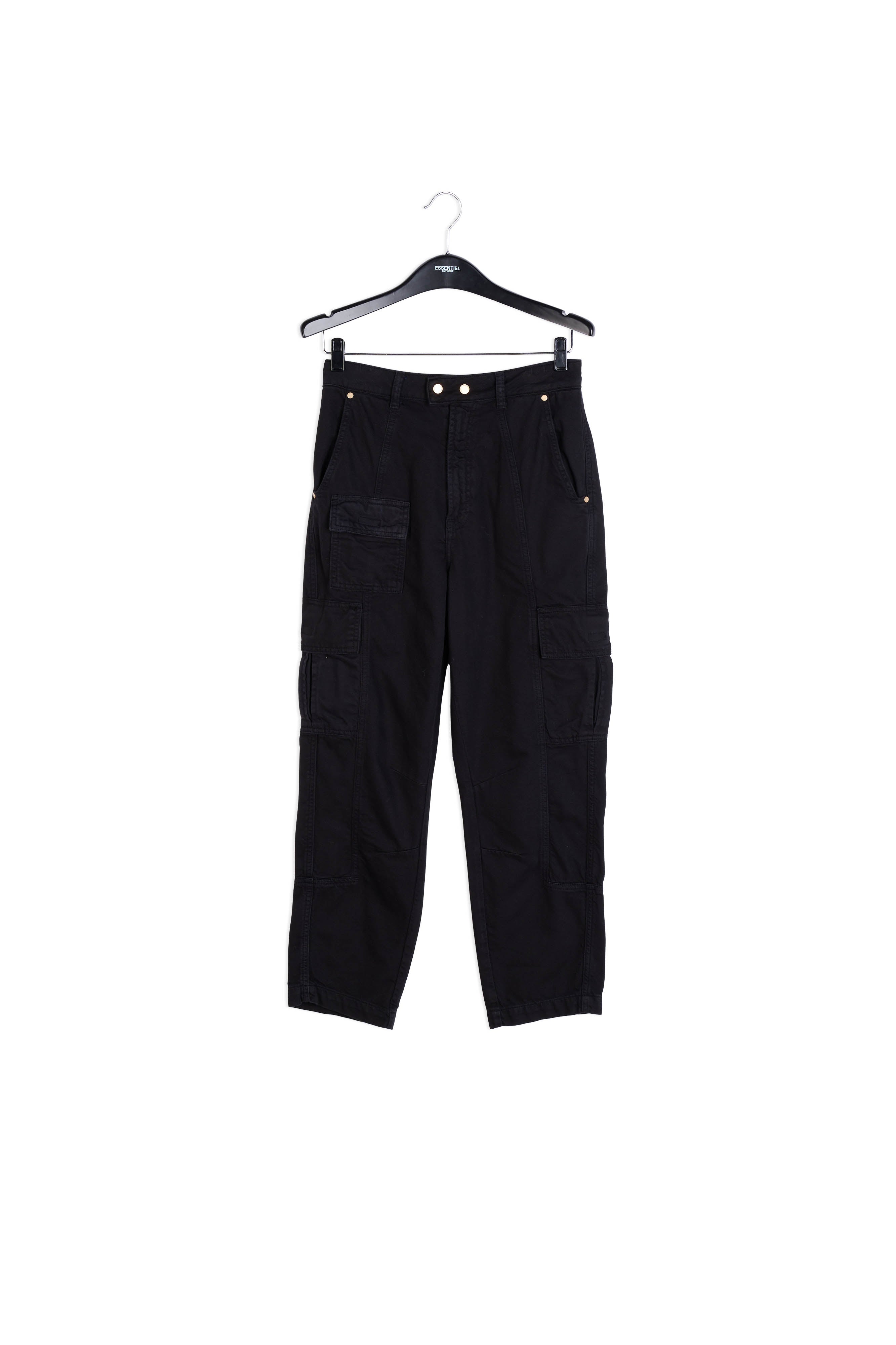 Zwarte cargojeans met rechte pijpen RE—SSENTIEL | Essentiel second hand