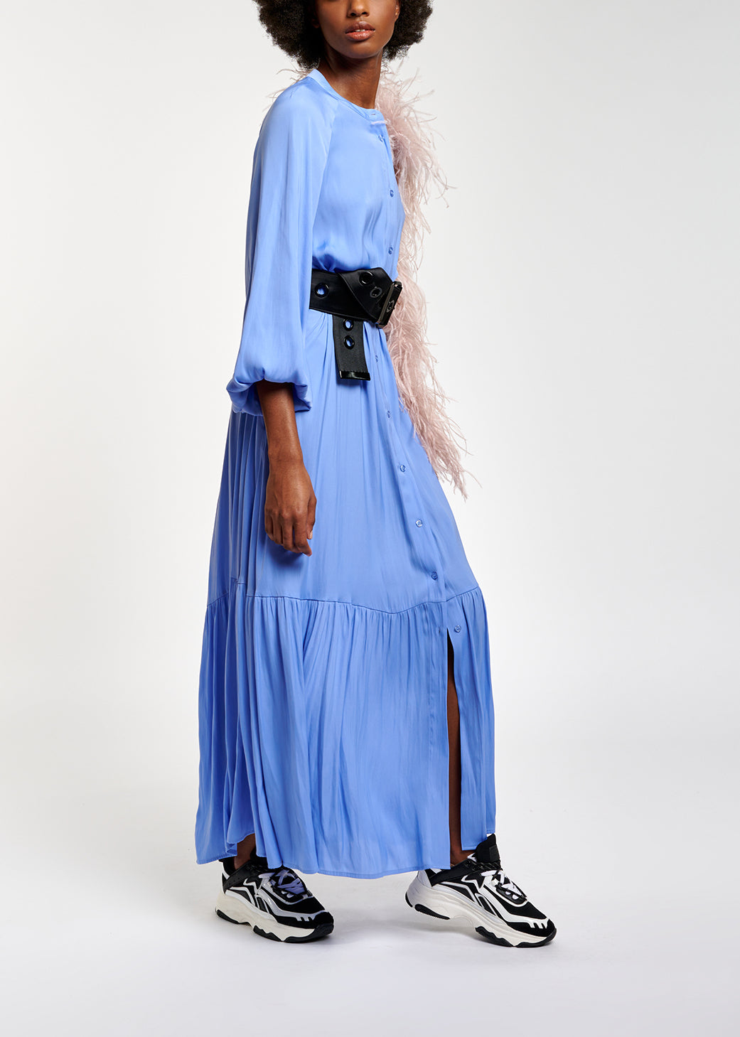 Blue long-sleeved maxi dress RE—SSENTIEL | Essentiel second hand