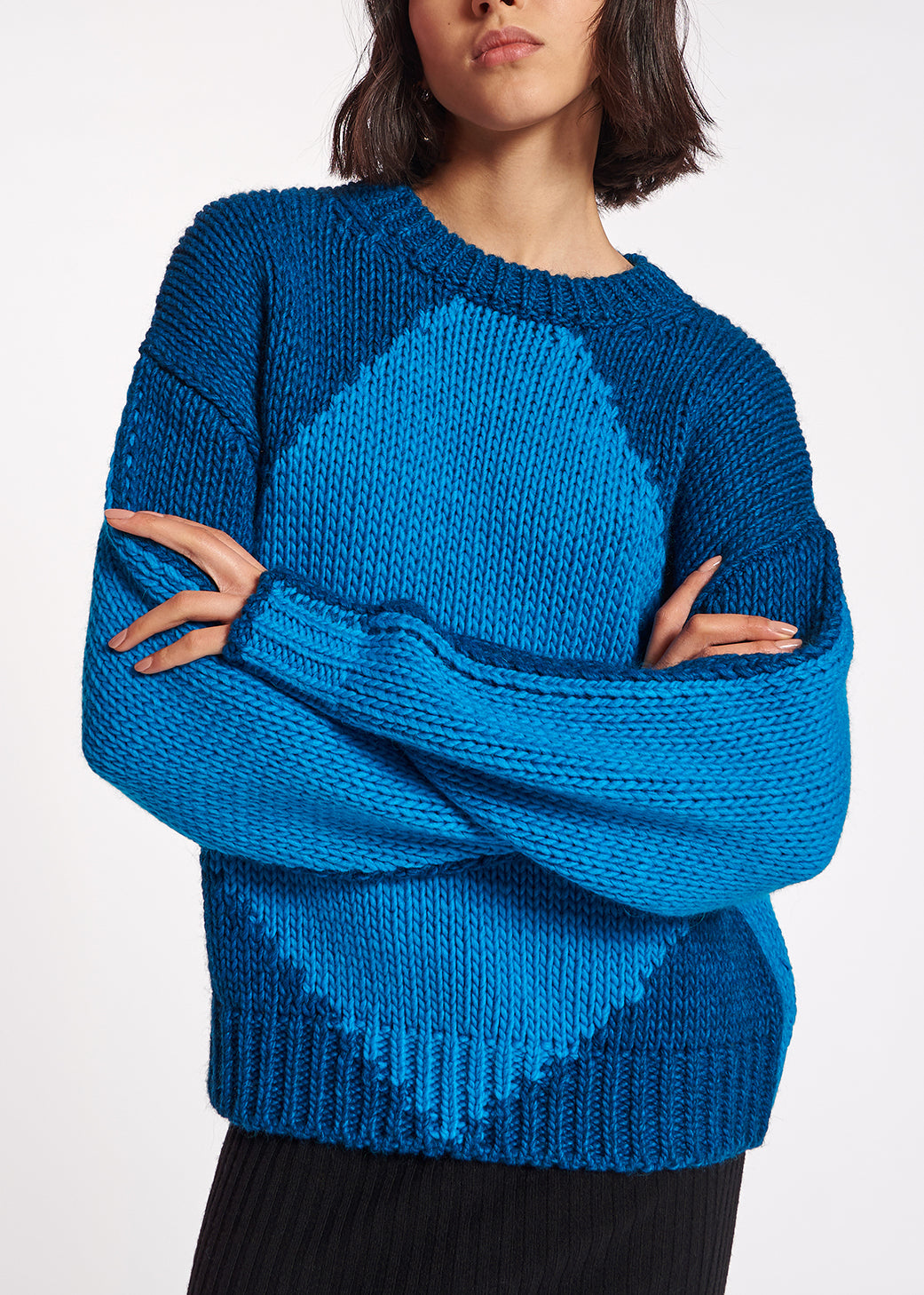 Blue and dark blue chunky knit sweater RE—SSENTIEL | Essentiel second hand