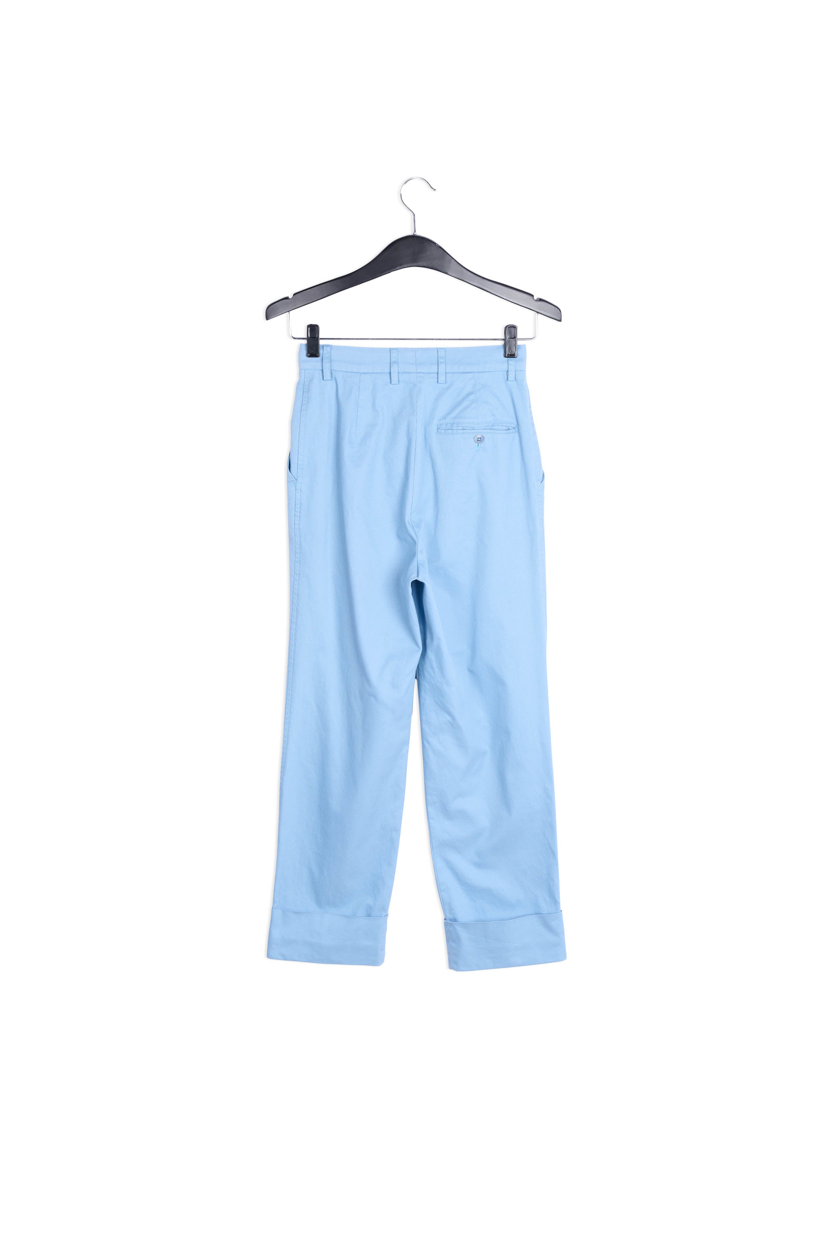 Lichtblauwe katoenmix broek met rechte pijpen RE—SSENTIEL | Essentiel second hand