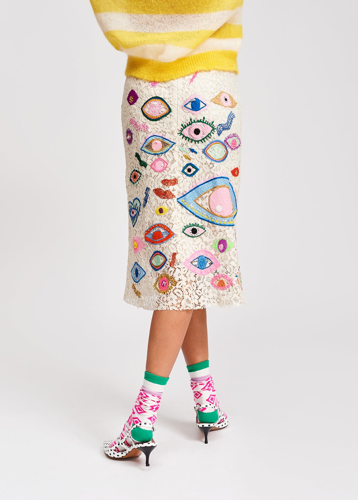 Off white embellished midi skirt RE—SSENTIEL | Essentiel second hand