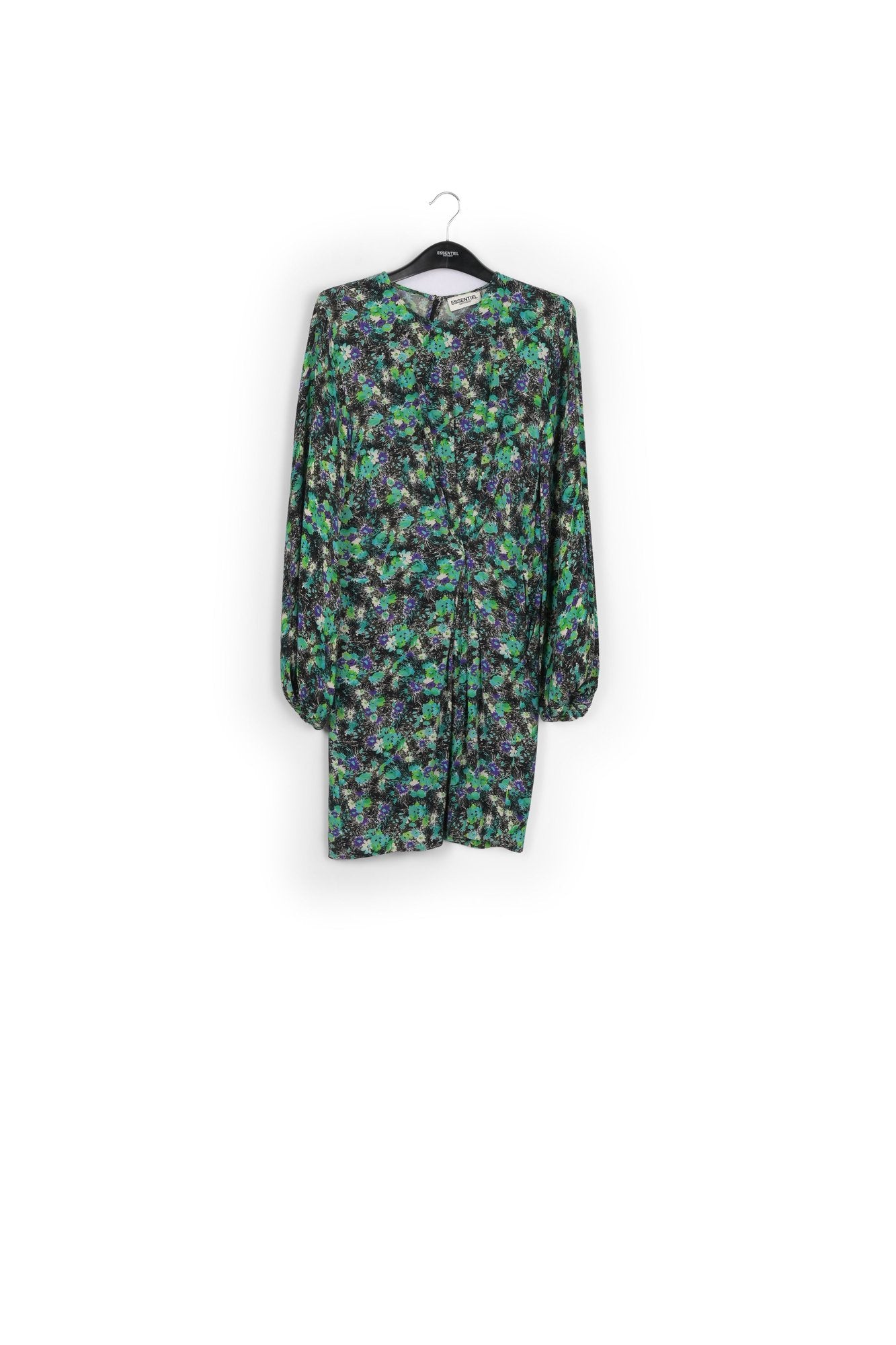 Black and blue floral print mini dress RE—SSENTIEL | Essentiel second hand