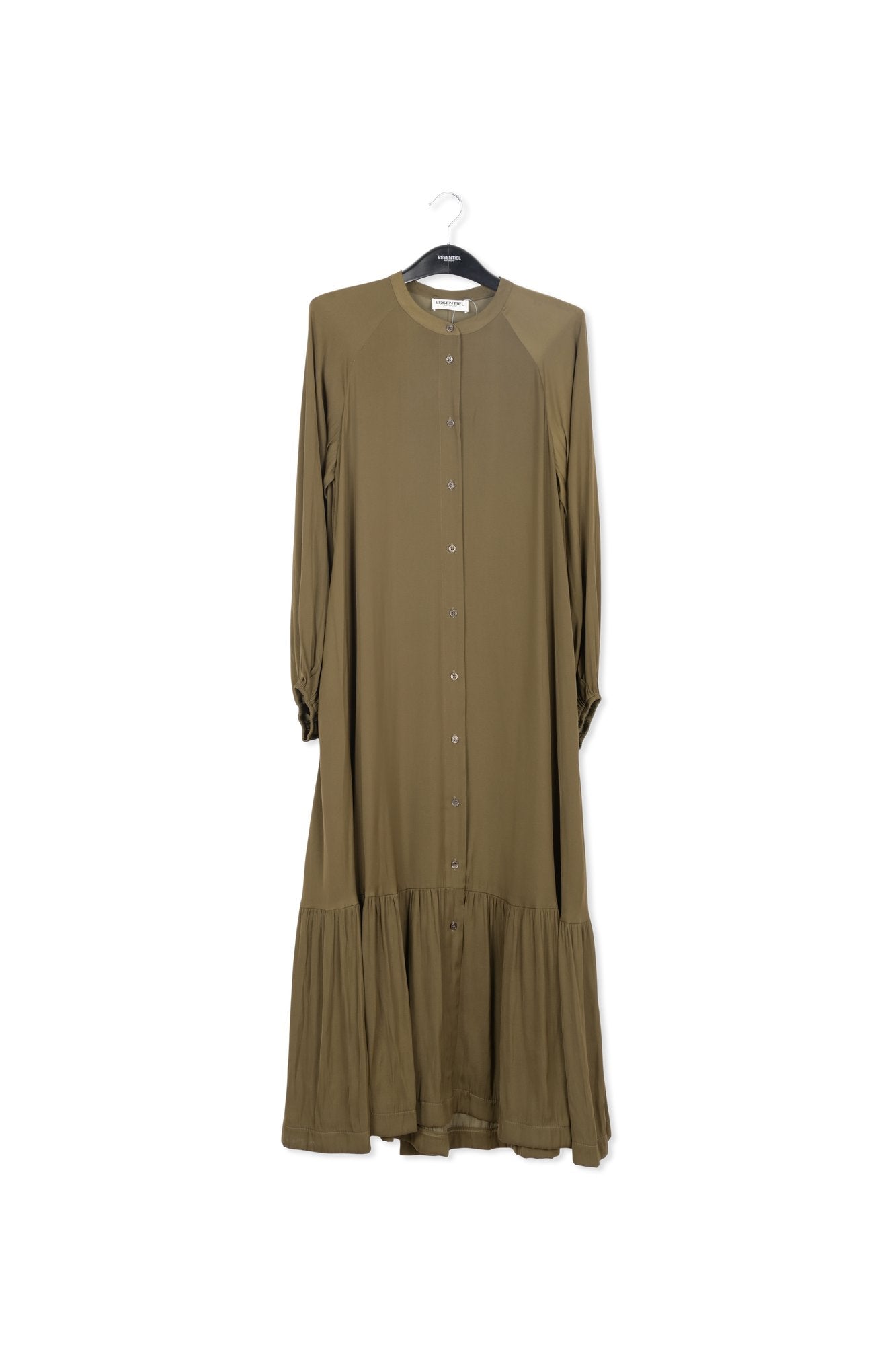 Khaki green long-sleeved maxi dress RE—SSENTIEL | Essentiel second hand