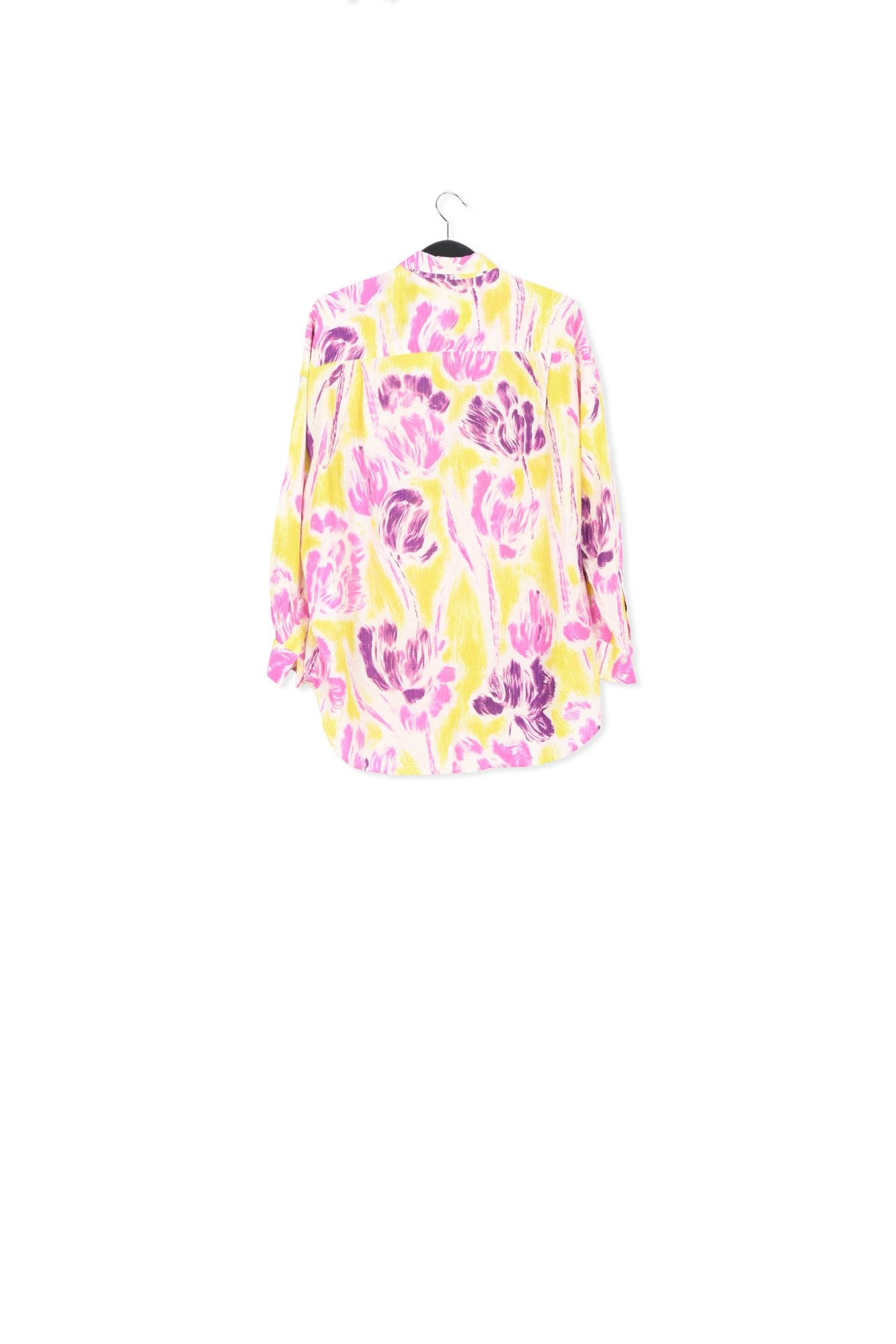 Yellow and purple floral print oversized shirt RE—SSENTIEL | Essentiel second hand