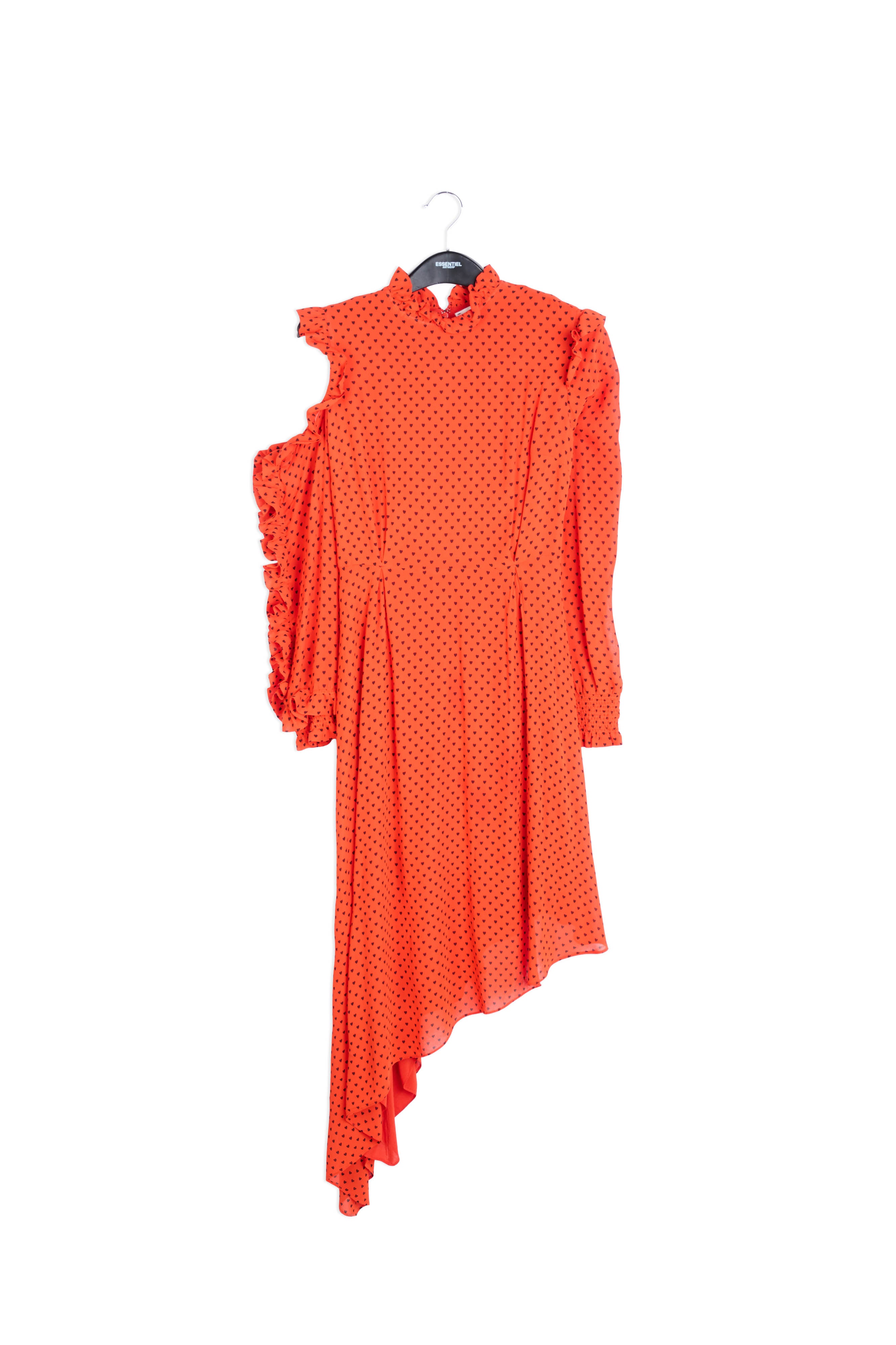 Asymmetrical black dress with little hearts RE—SSENTIEL | Essentiel second hand