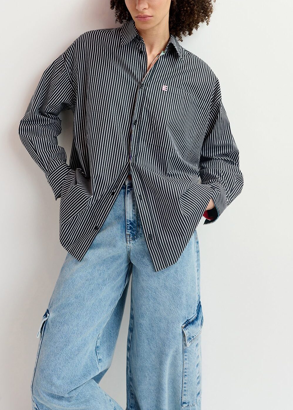 Reversible navy blue and white striped shirt RE—SSENTIEL | Essentiel second hand