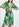 Green, lilac and orange watercolor-print midi dress Faume - seconde main