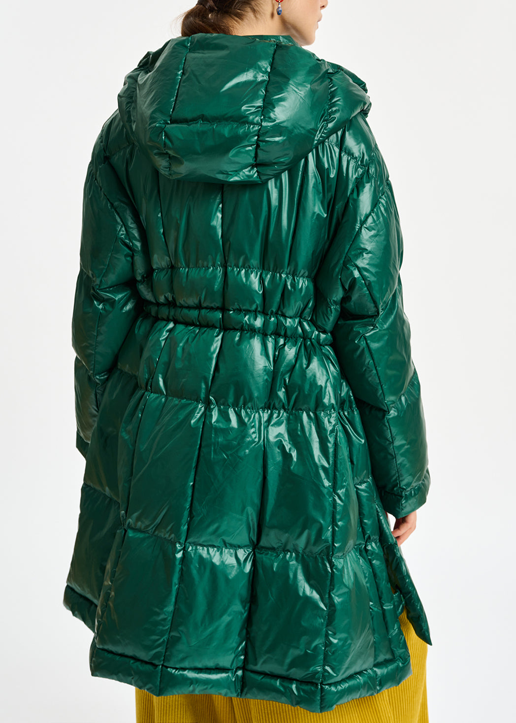 Dark green hooded puffer coat RE—SSENTIEL | Essentiel second hand
