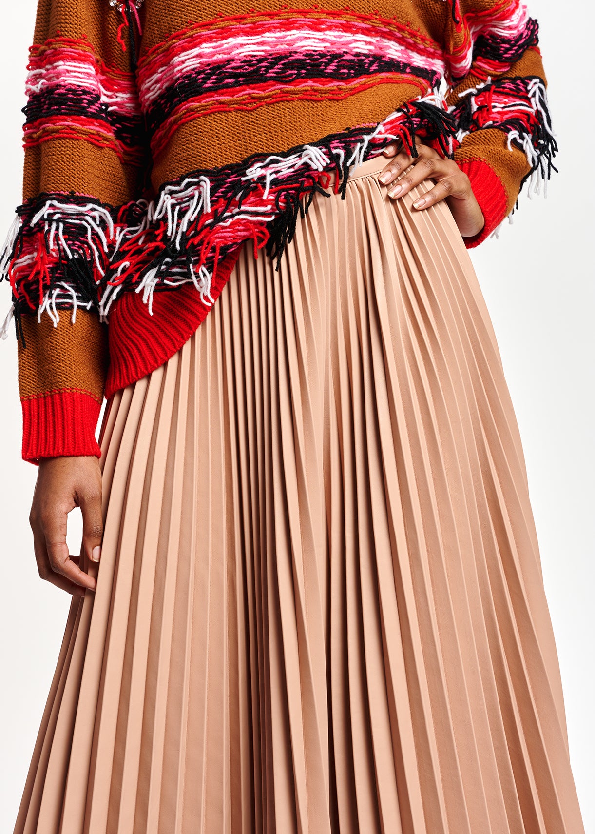 Pink faux leather plissé skirt RE—SSENTIEL | Essentiel second hand