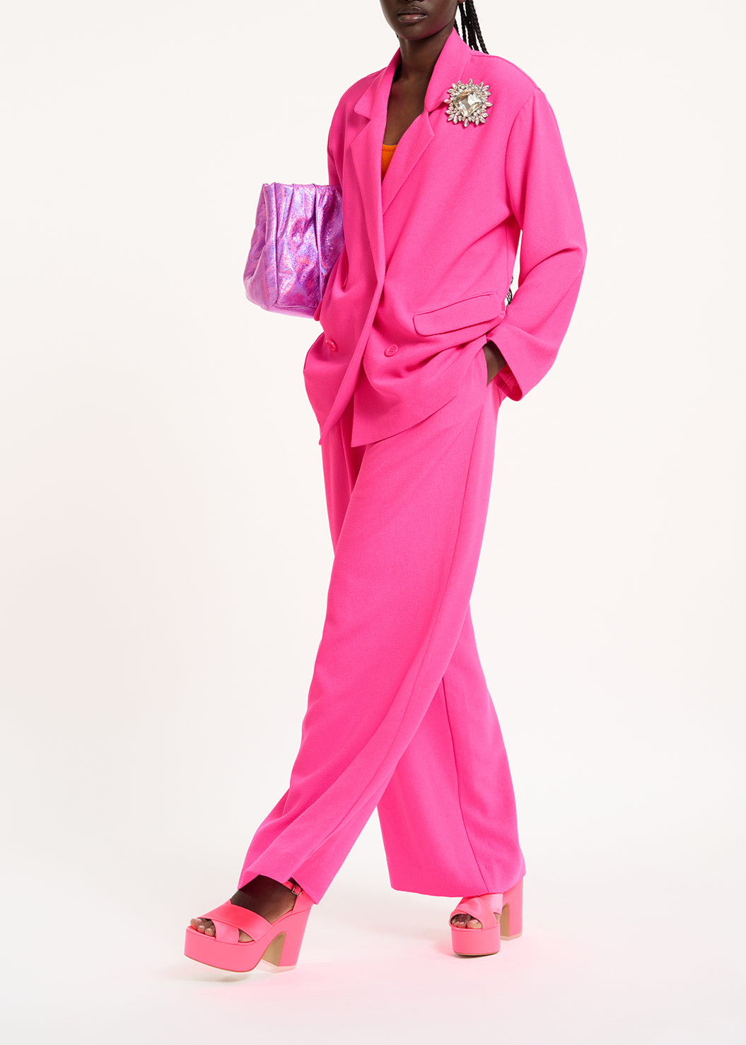 Fuchsia double-breasted blazer RE—SSENTIEL | Essentiel second hand