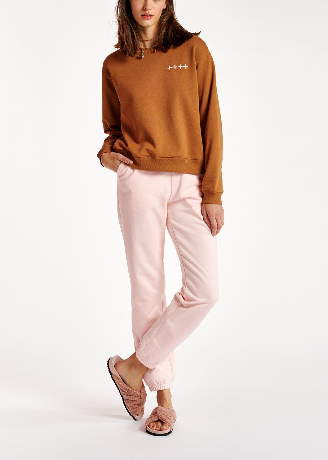 Light pink organic cotton-jersey sweatpants RE—SSENTIEL | Essentiel second hand