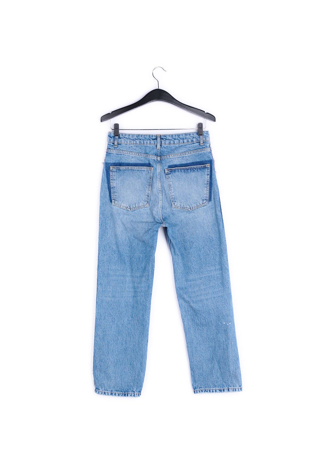 Donkerblauwe afgewassen jeans met hoge taille RE—SSENTIEL | Essentiel second hand