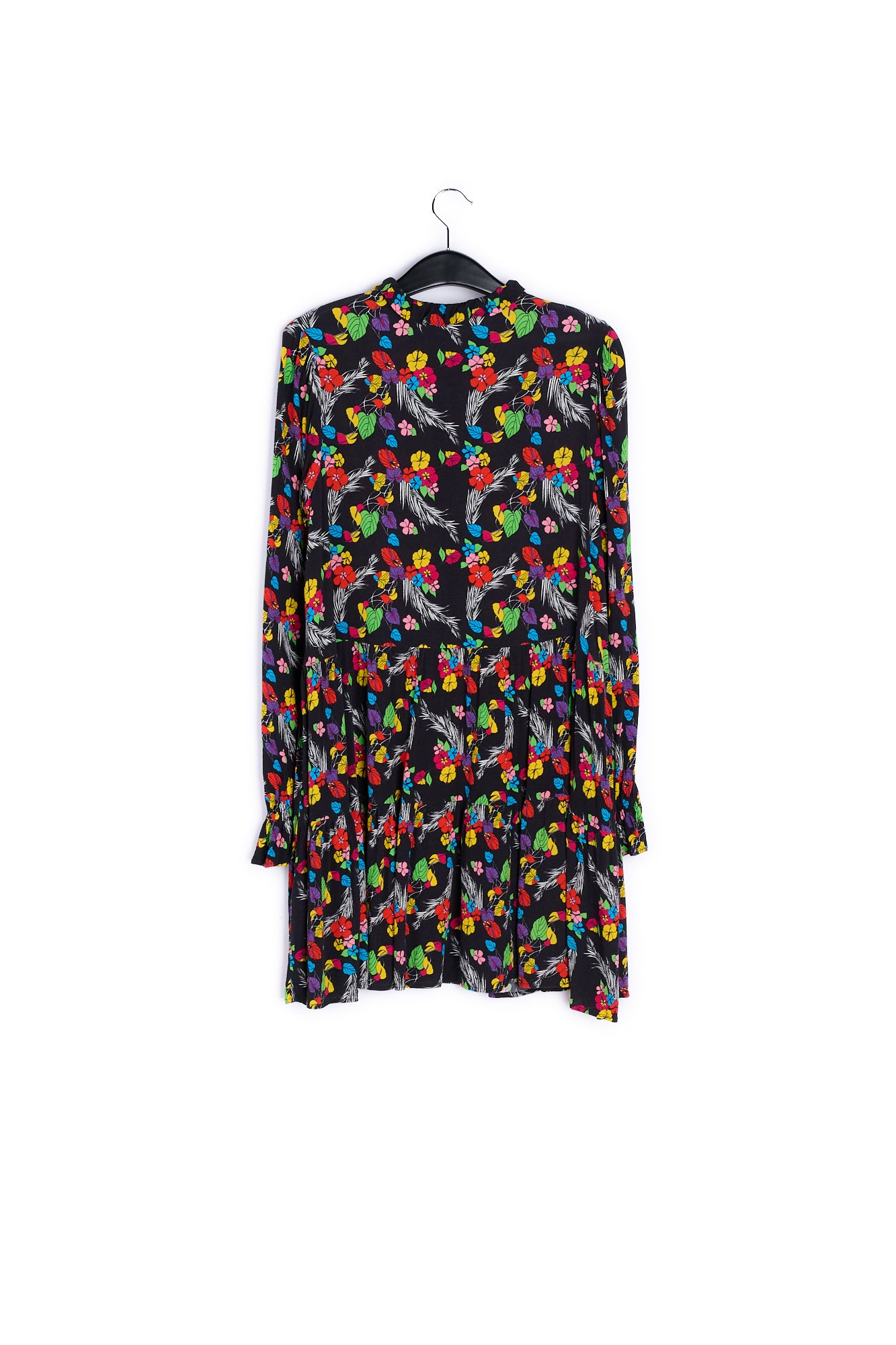 Black tropical print mini dress RE—SSENTIEL | Essentiel second hand