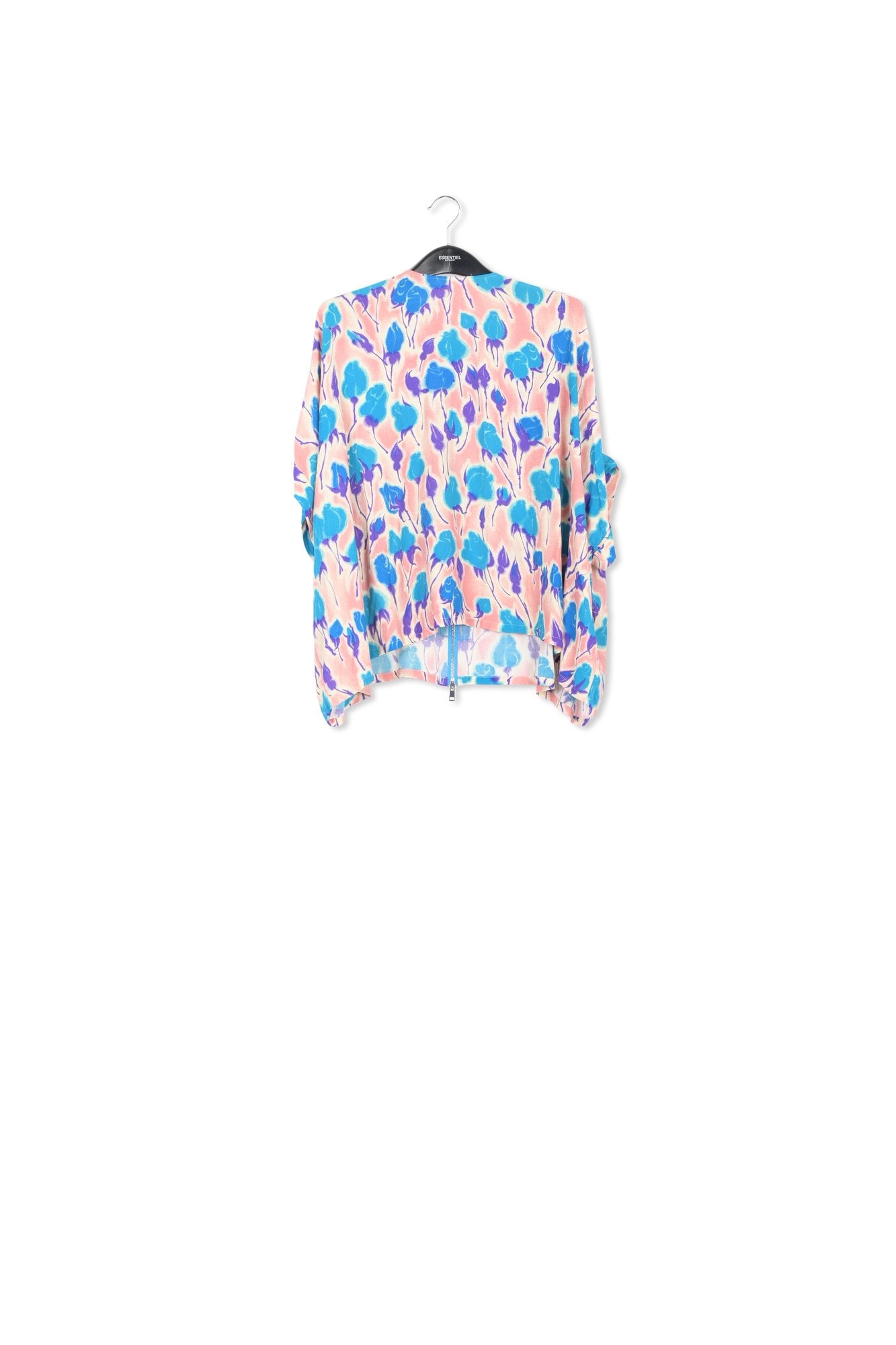 Light pink, blue and purple floral print oversized top RE—SSENTIEL | Essentiel second hand