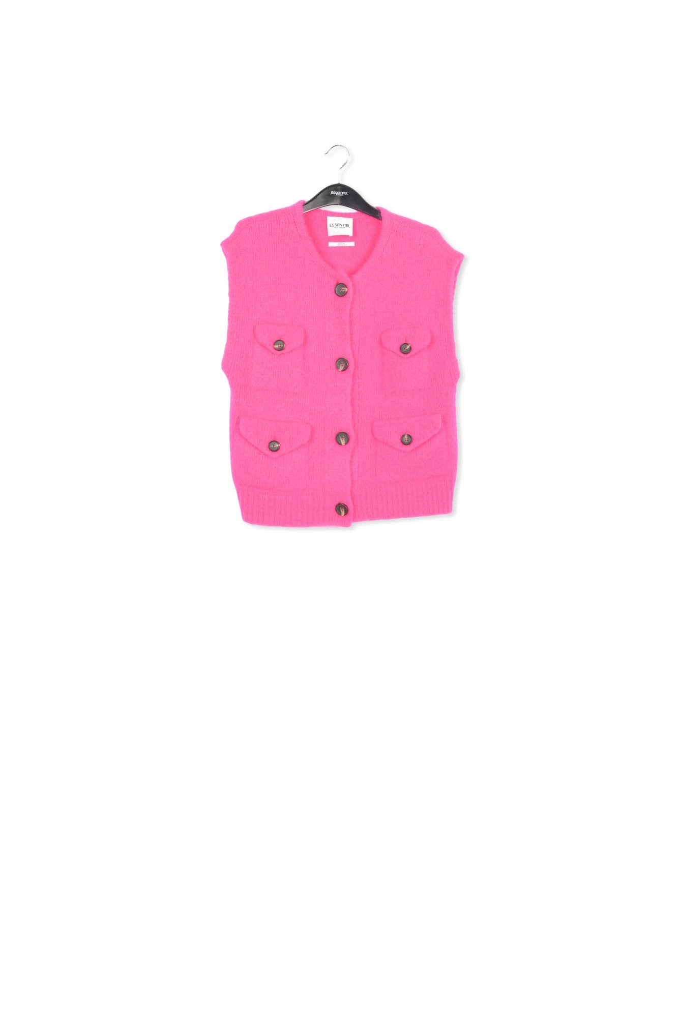 Neon pink sleeveless mohair-blend cardigan RE—SSENTIEL | Essentiel second hand