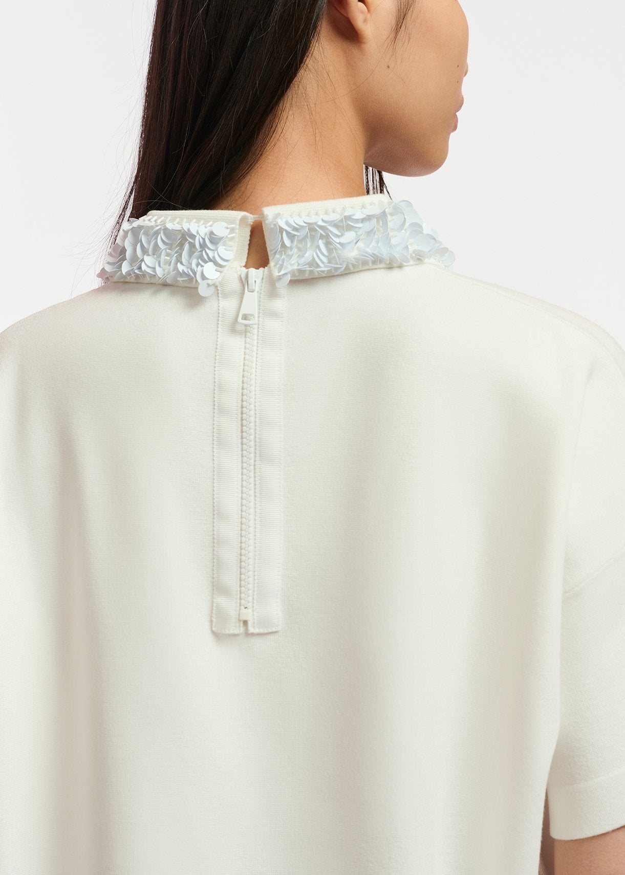 Off-white top with sequin-embellished collar RE—SSENTIEL | Essentiel second hand